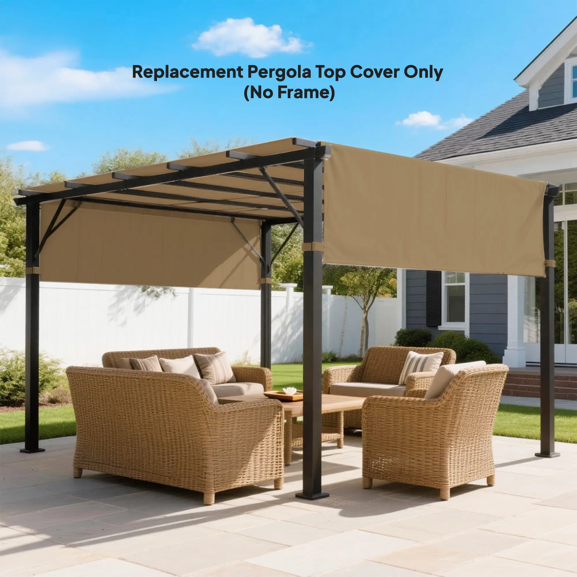 2 Pcs UV Protection Pergola Replacement Canopy, 10' x 10', Sand - Image 2
