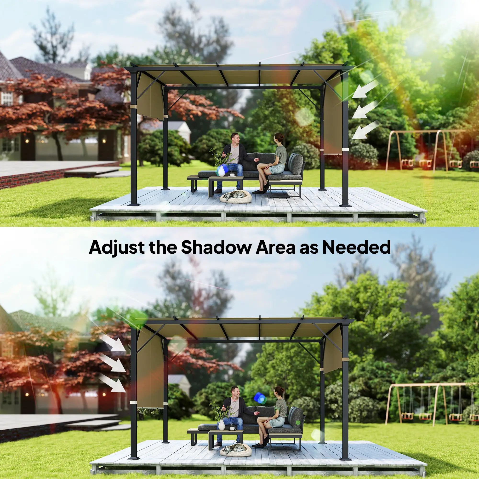 2 Pcs UV Protection Pergola Replacement Canopy, 10' x 10', Sand - Image 7