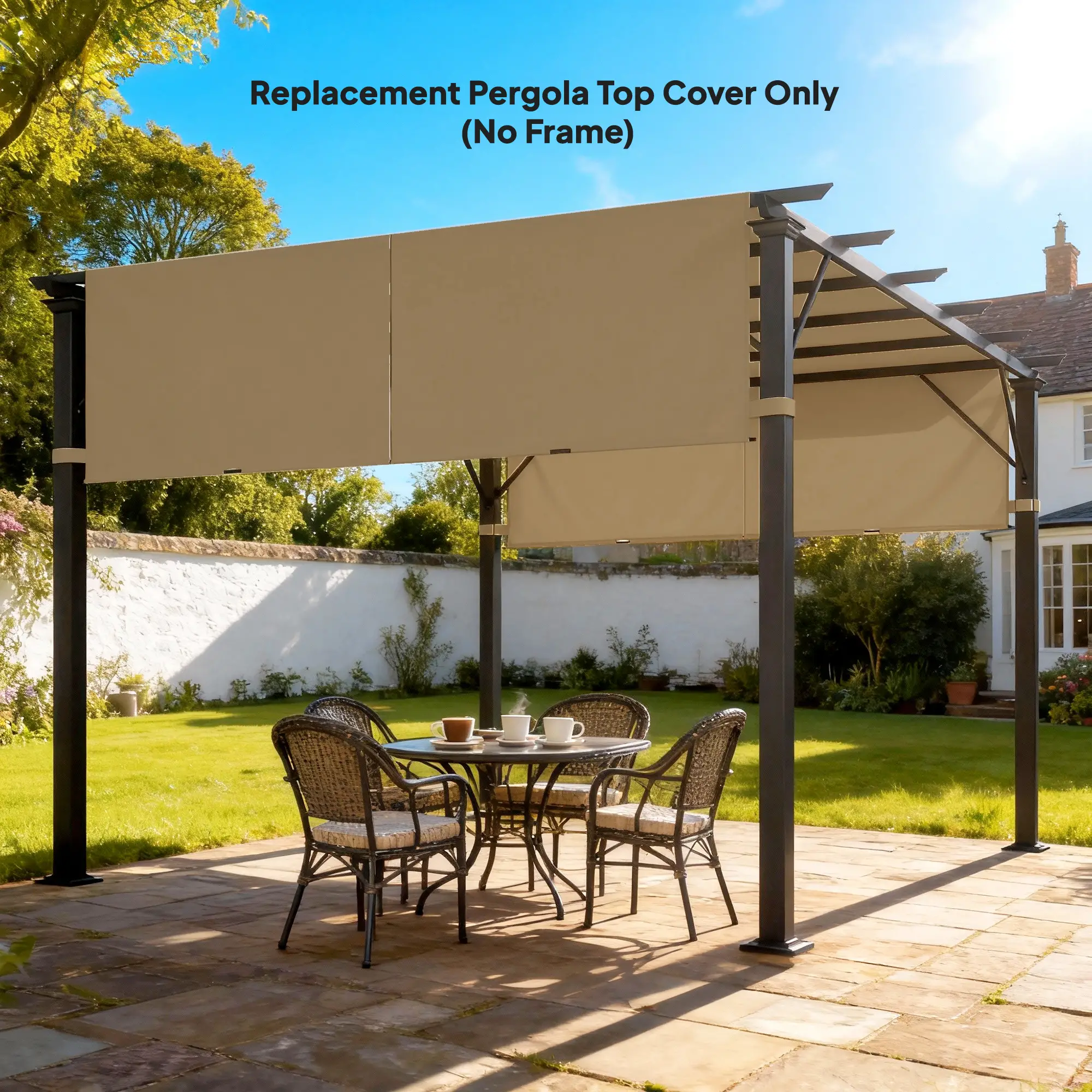 2 Pcs UV Protection Pergola Replacement Canopy, 10' x 10', Sand - Image 8