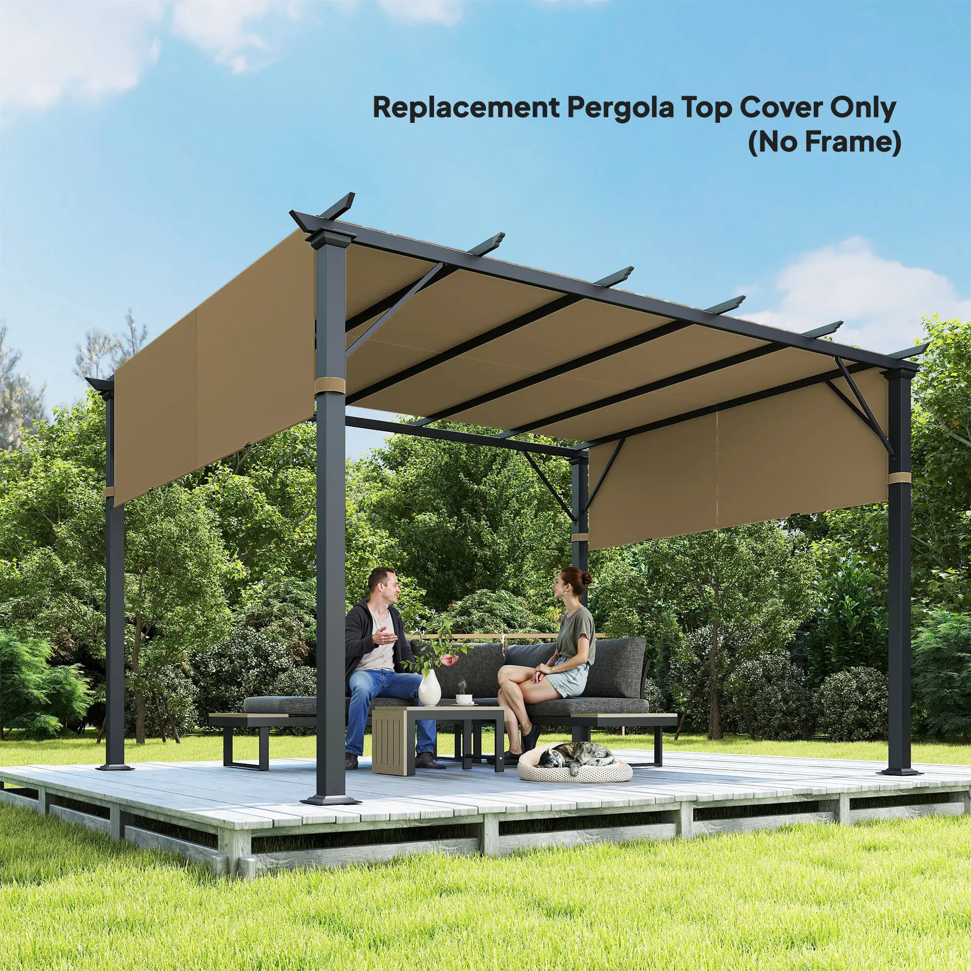 2 Pcs UV Protection Pergola Replacement Canopy, 10' x 10', Sand - Image 9