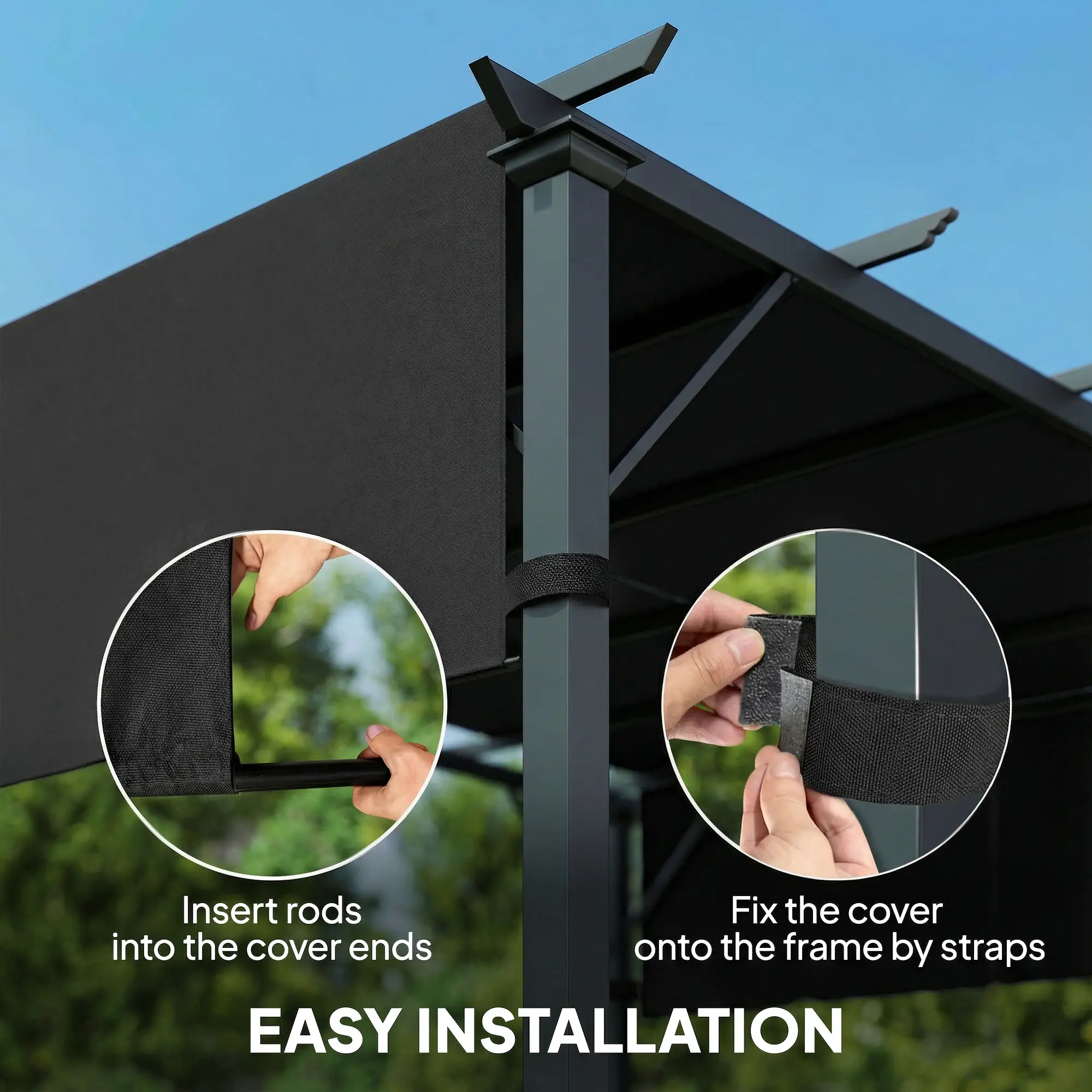 2 Pcs UV Protection Pergola Replacement Canopy, 10' x 10' Size, Black - Image 6