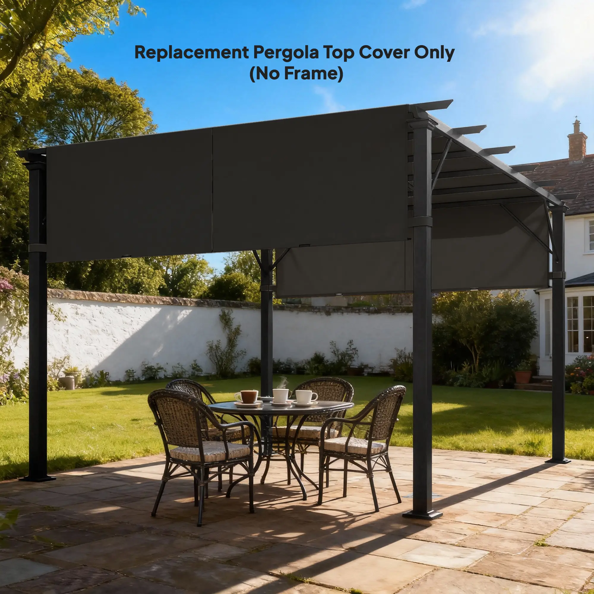 2 Pcs UV Protection Pergola Replacement Canopy, 10' x 10' Size, Black - Image 8
