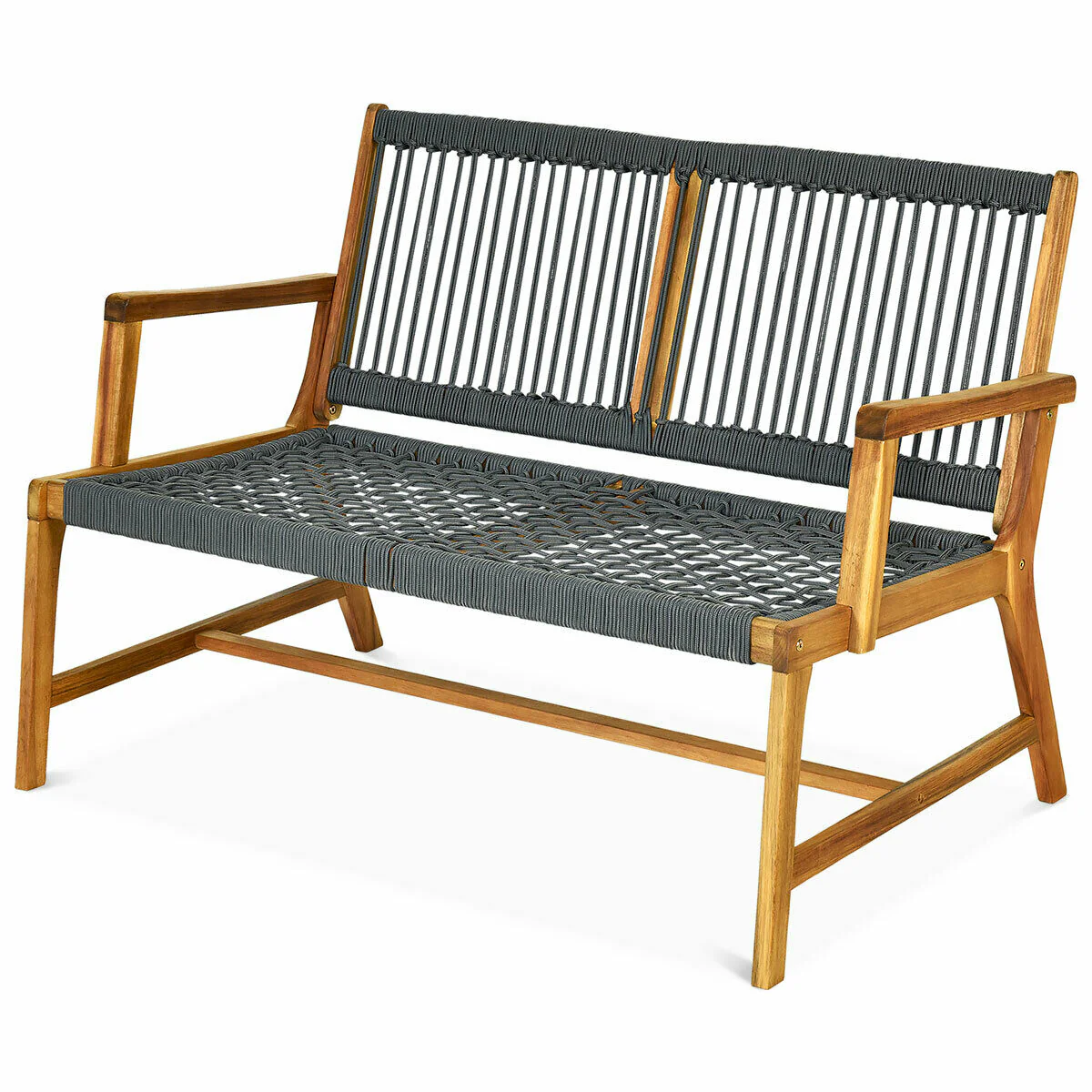 2-Person Acacia Wood Bench, Gray