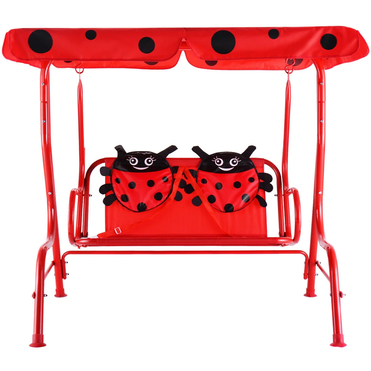 2 Person Kids Patio Swing Bench, Red - Image 7