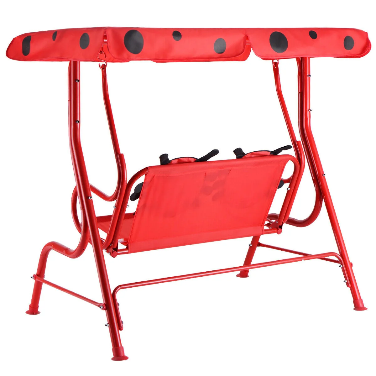2 Person Kids Patio Swing Bench, Red - Image 9
