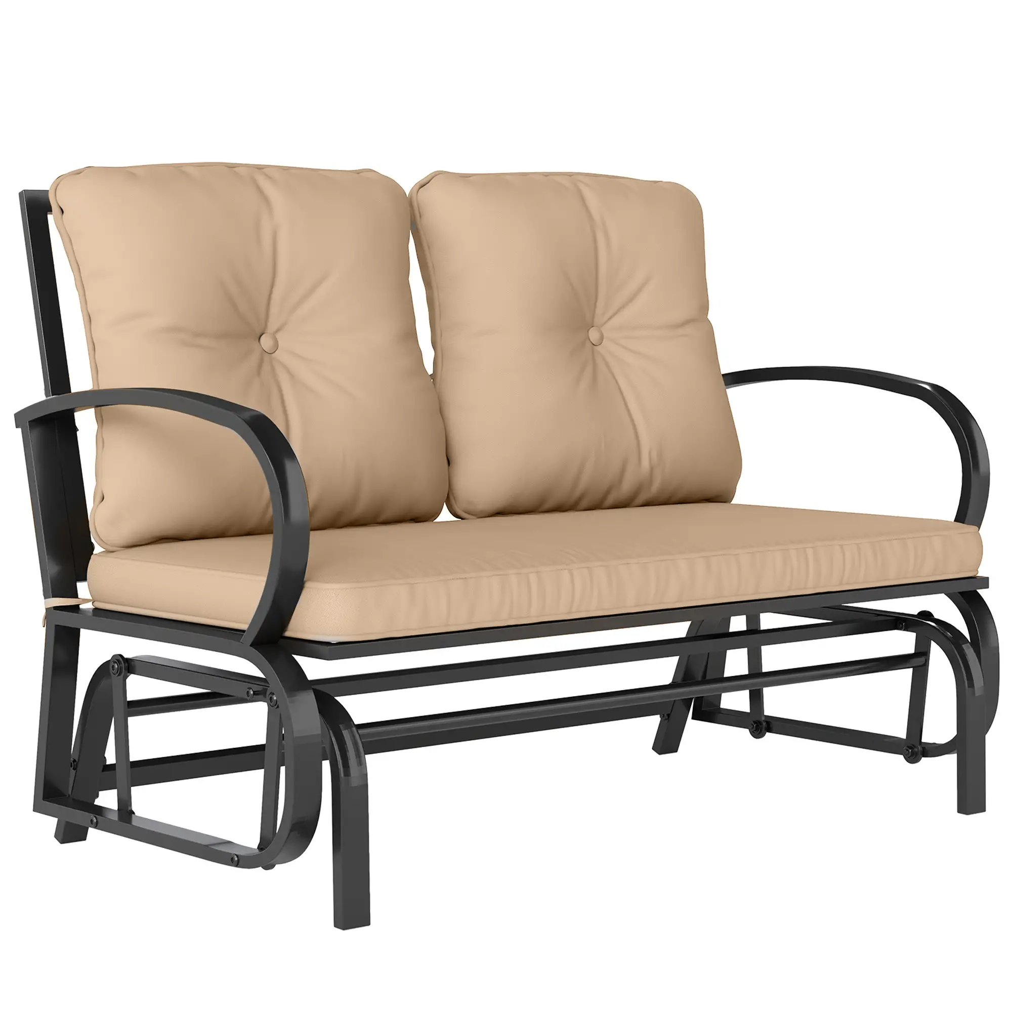 2-Person Outdoor Glider Chair, Steel Frame With Cushions, Khaki - Image 11