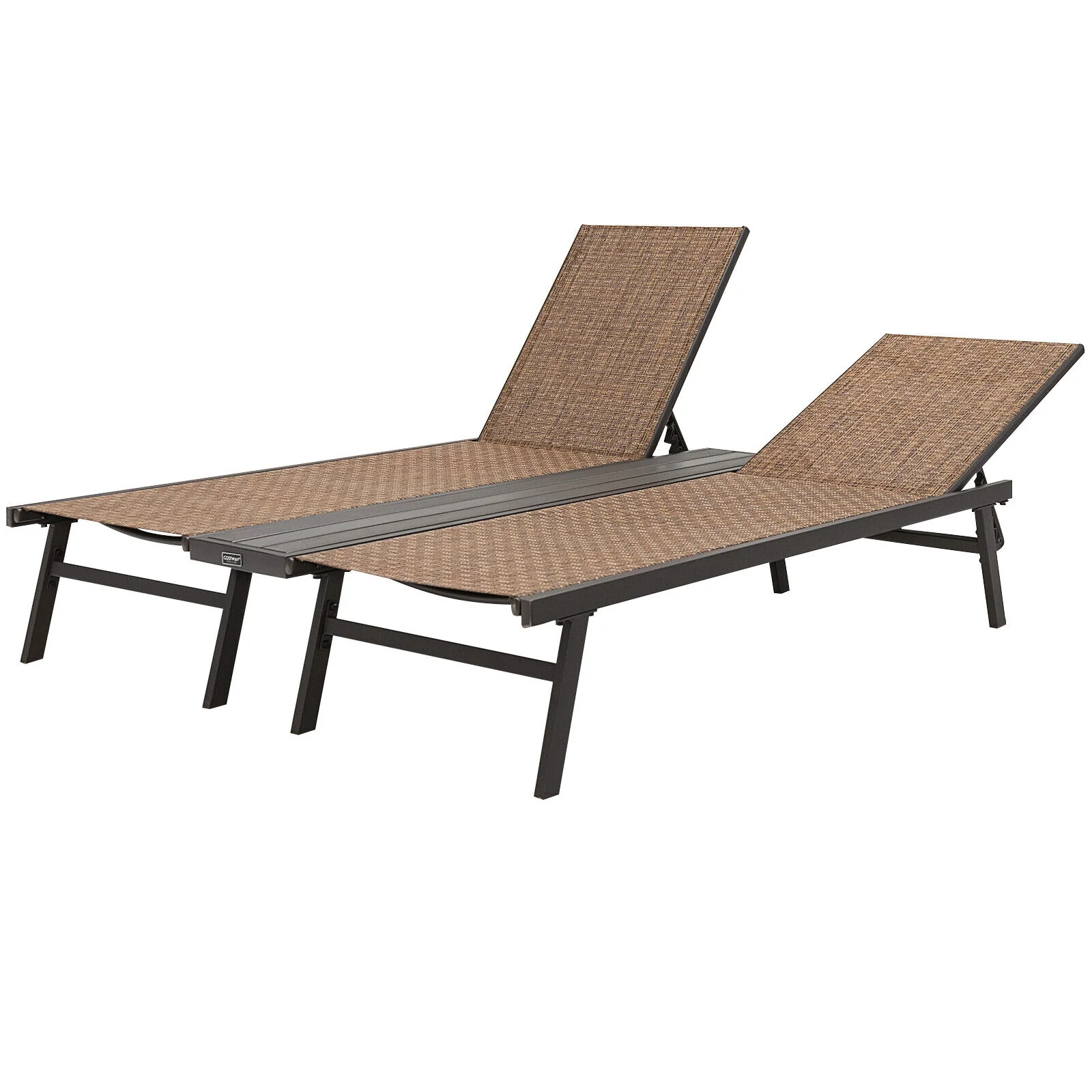 2-Person Patio Chaise Lounge, Brown - Image 5