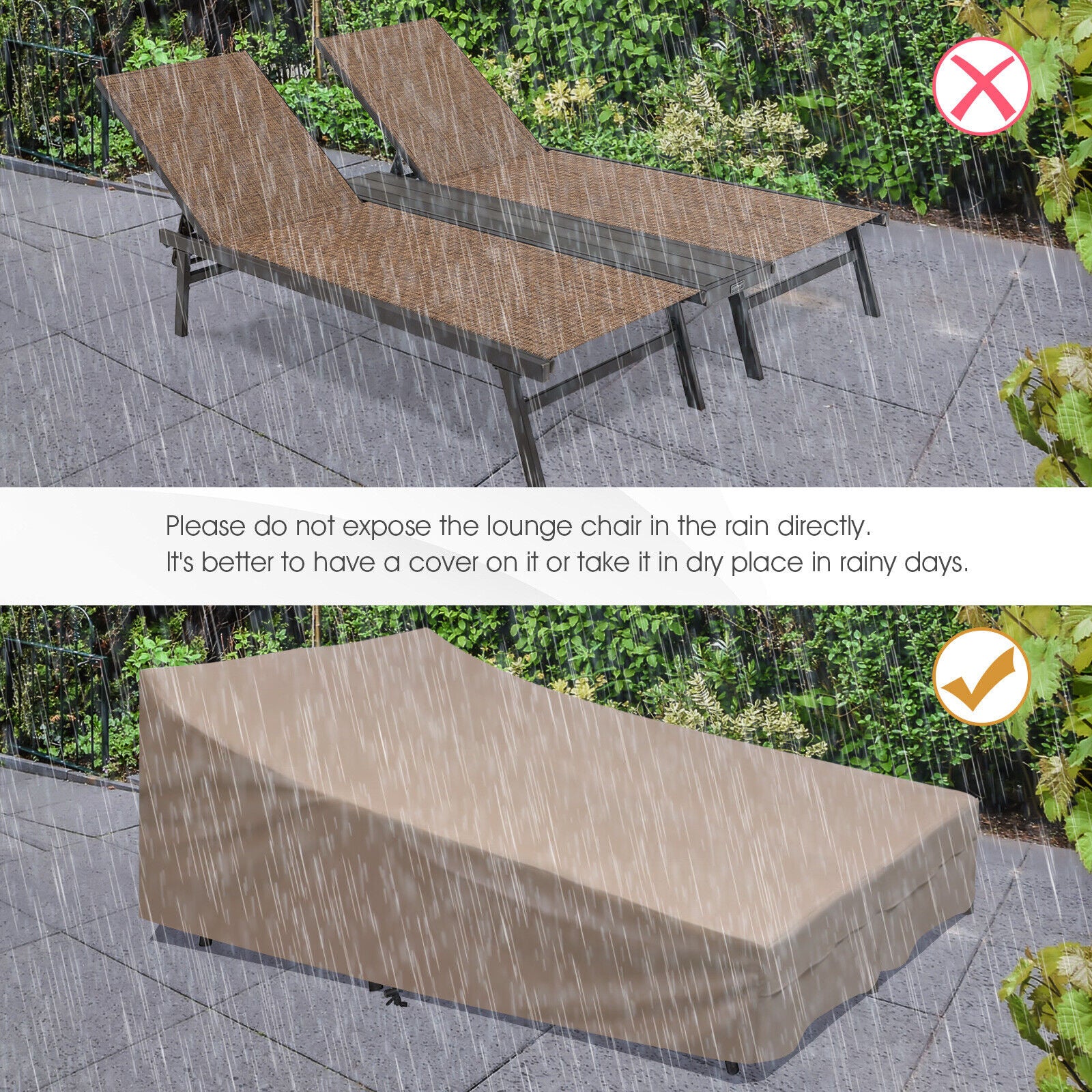 2-Person Patio Chaise Lounge, Brown - Image 9