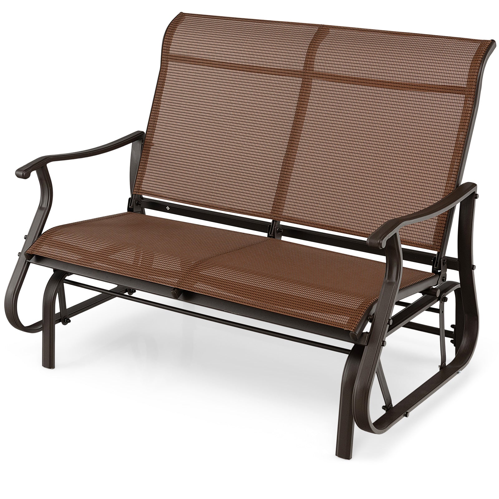 2-Person Patio Glider Bench, Brown - Image 5