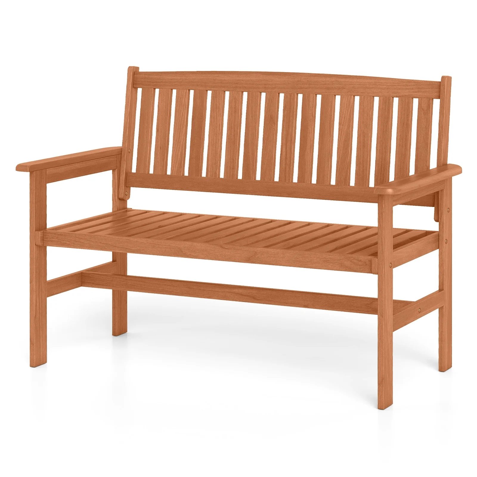 2-Person Patio Loveseat, Slatted Backrest, Comfortable Armrests, Natural - Image 5