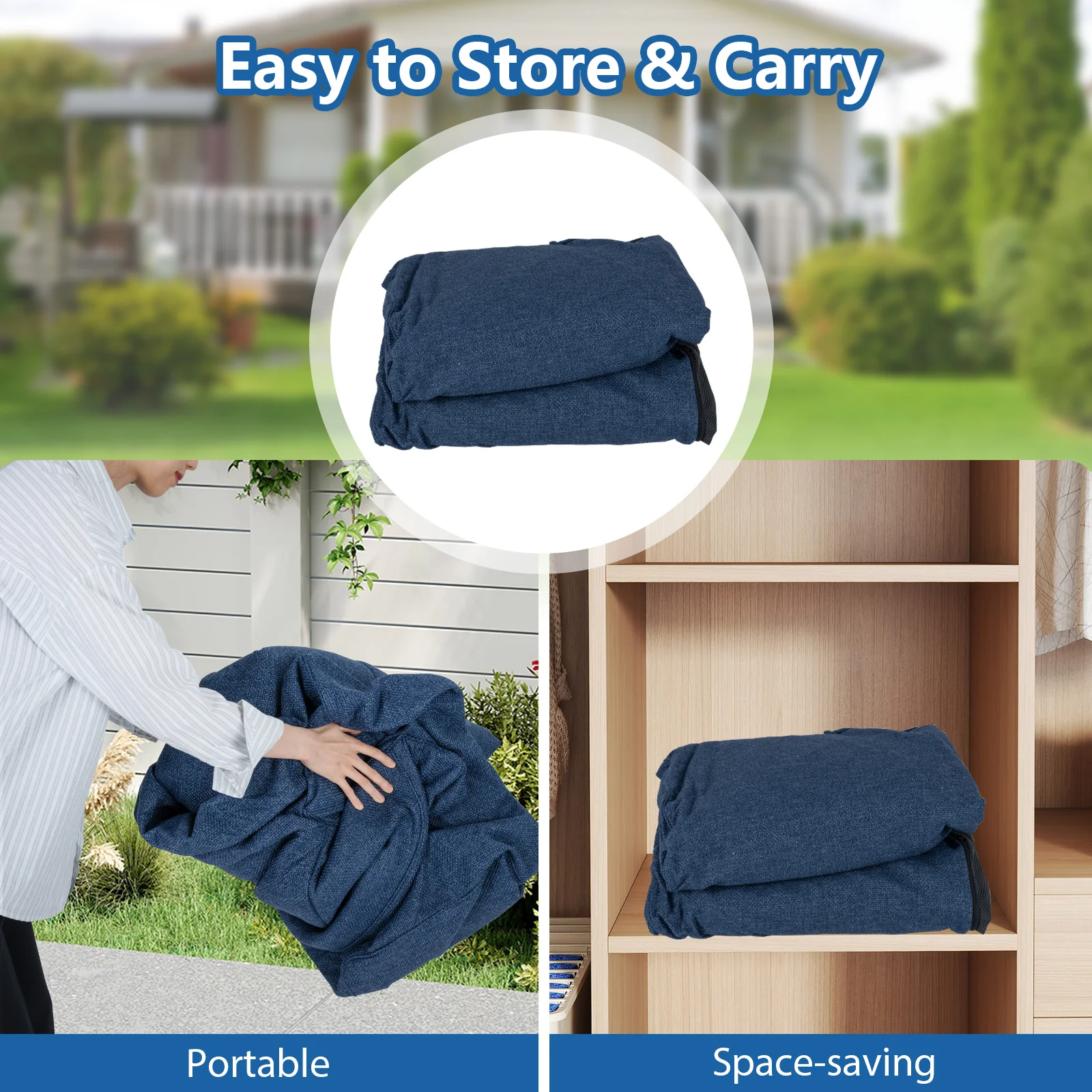 2-Person Portable Blow Up Sofa with Detachable Cover, Blue - Image 10