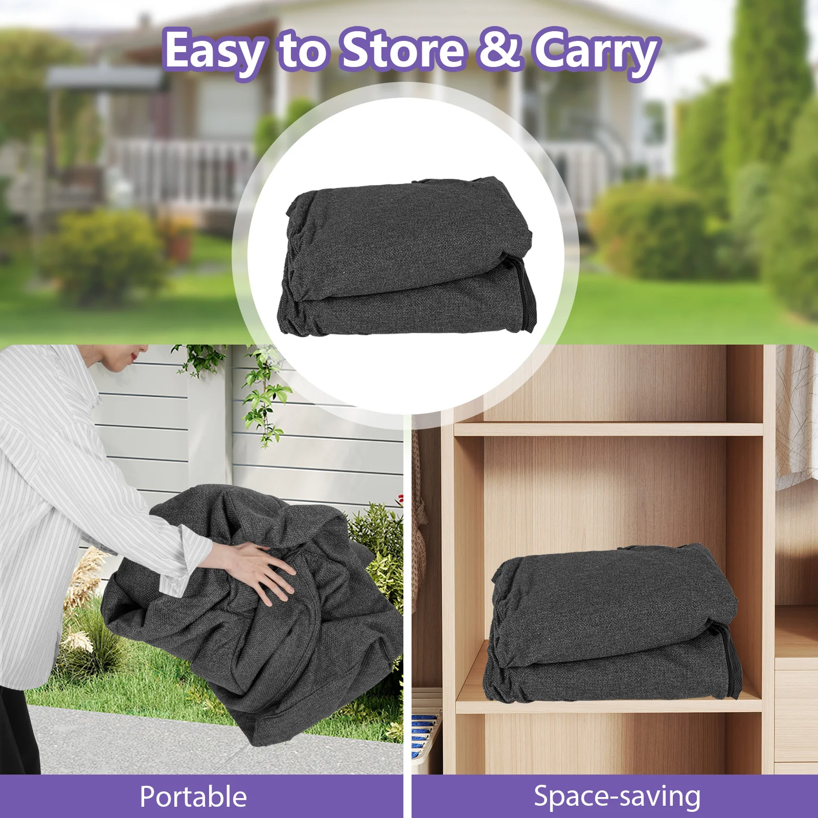 2-Person Portable Blow Up Sofa with Detachable Cover, Gray - Image 10