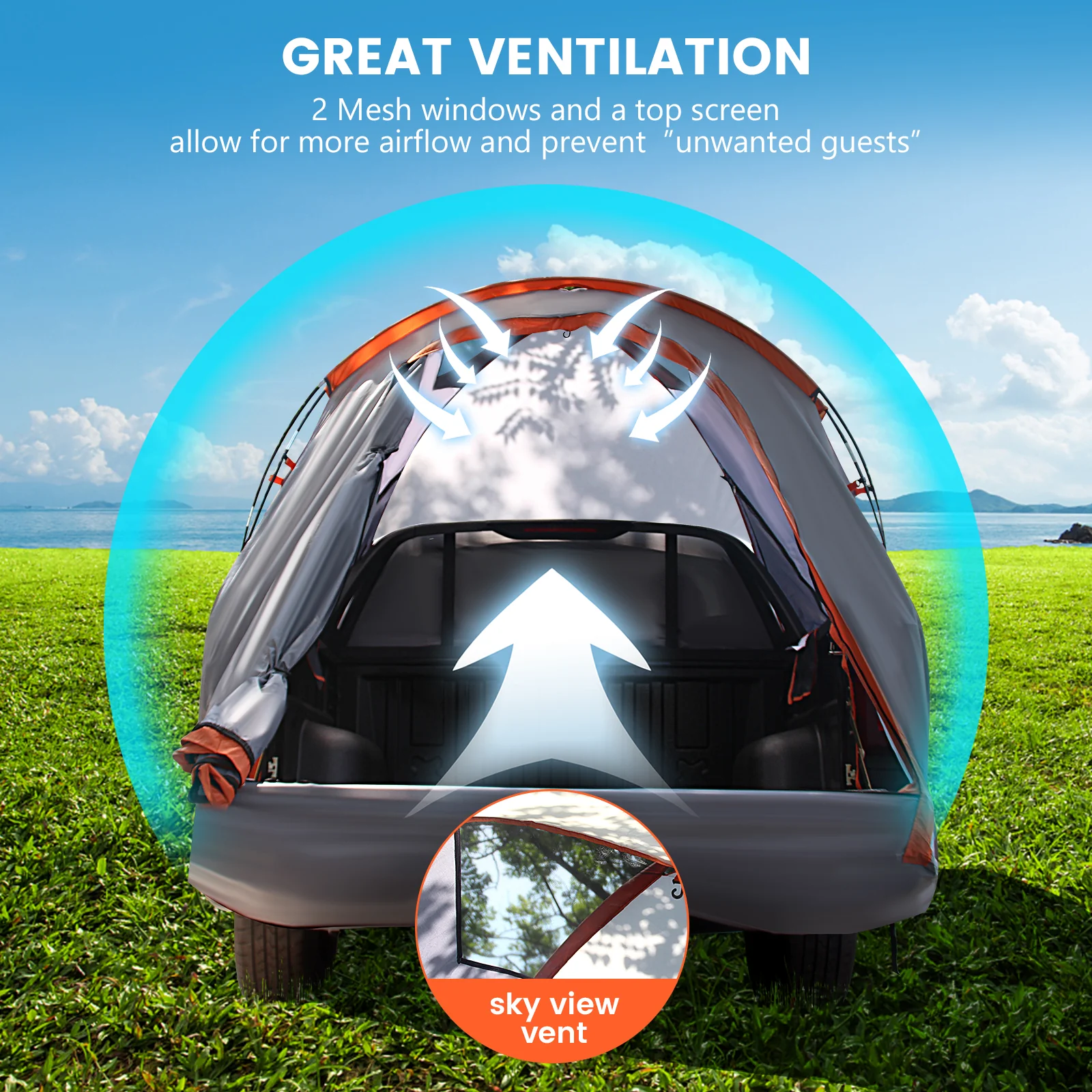 2 Person Portable Pickup Tent, M, Orange - Image 8