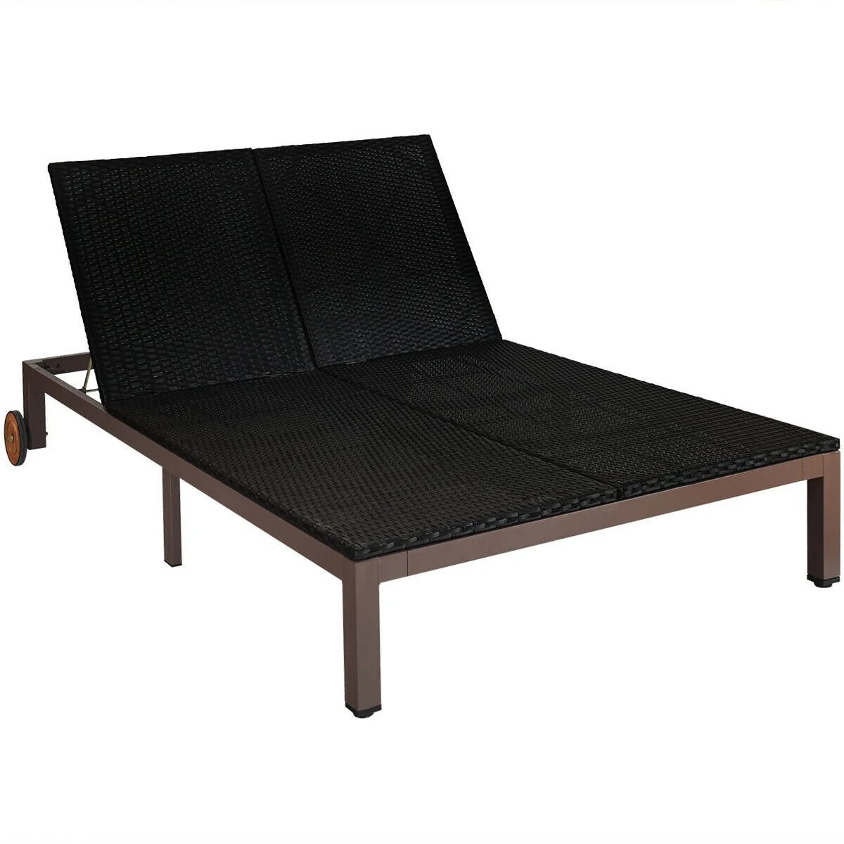2-Person Rattan Lounge Chair, Adjustable Backrest, Turquoise - Image 10