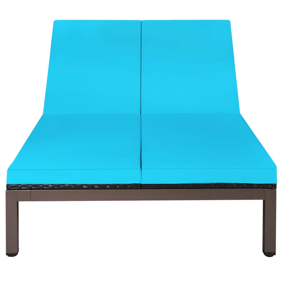 2-Person Rattan Lounge Chair, Adjustable Backrest, Turquoise - Image 9