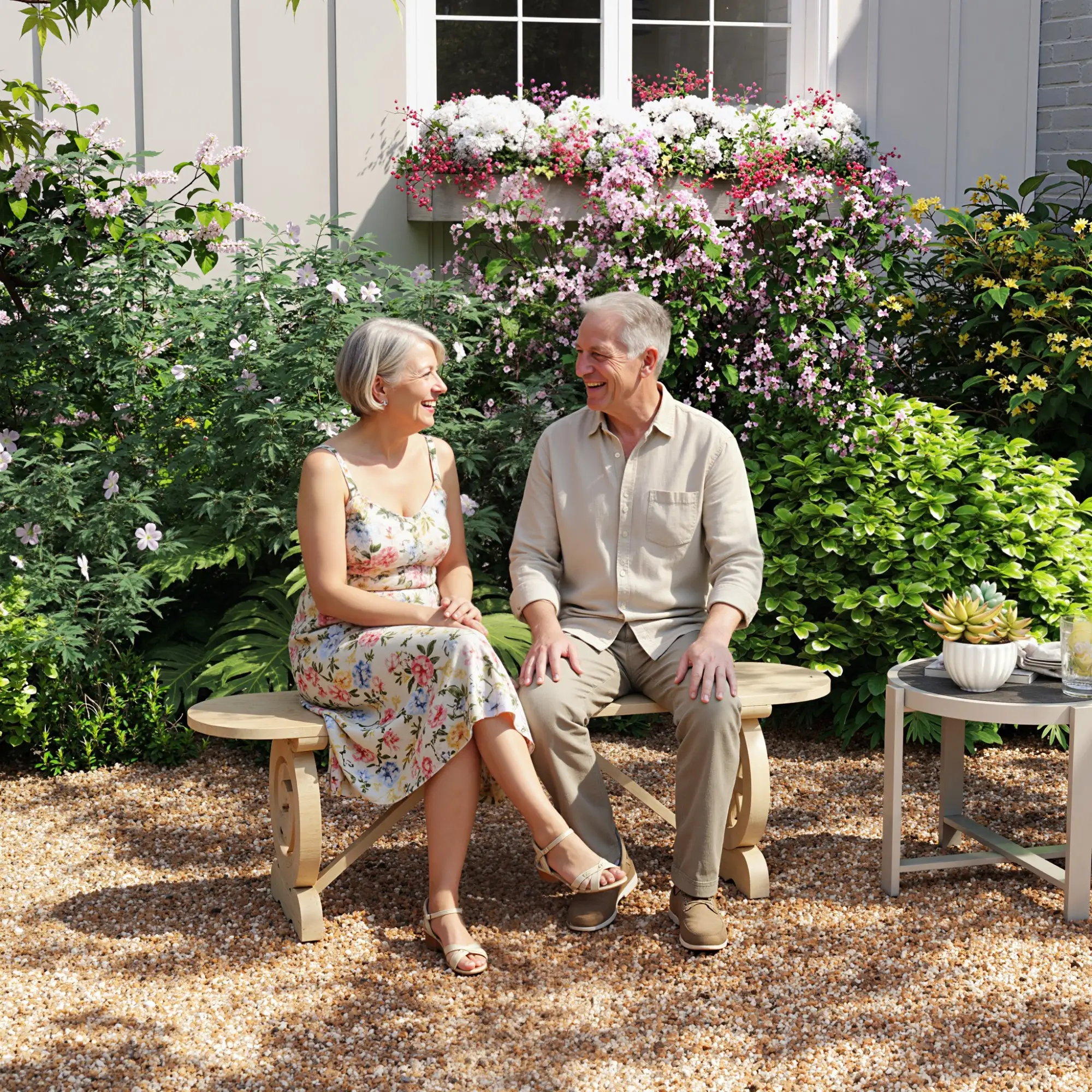 2-Person Wood Garden Bench, Wagon Wheel Legs, Slatted Seat, Natural Wood - Image 9