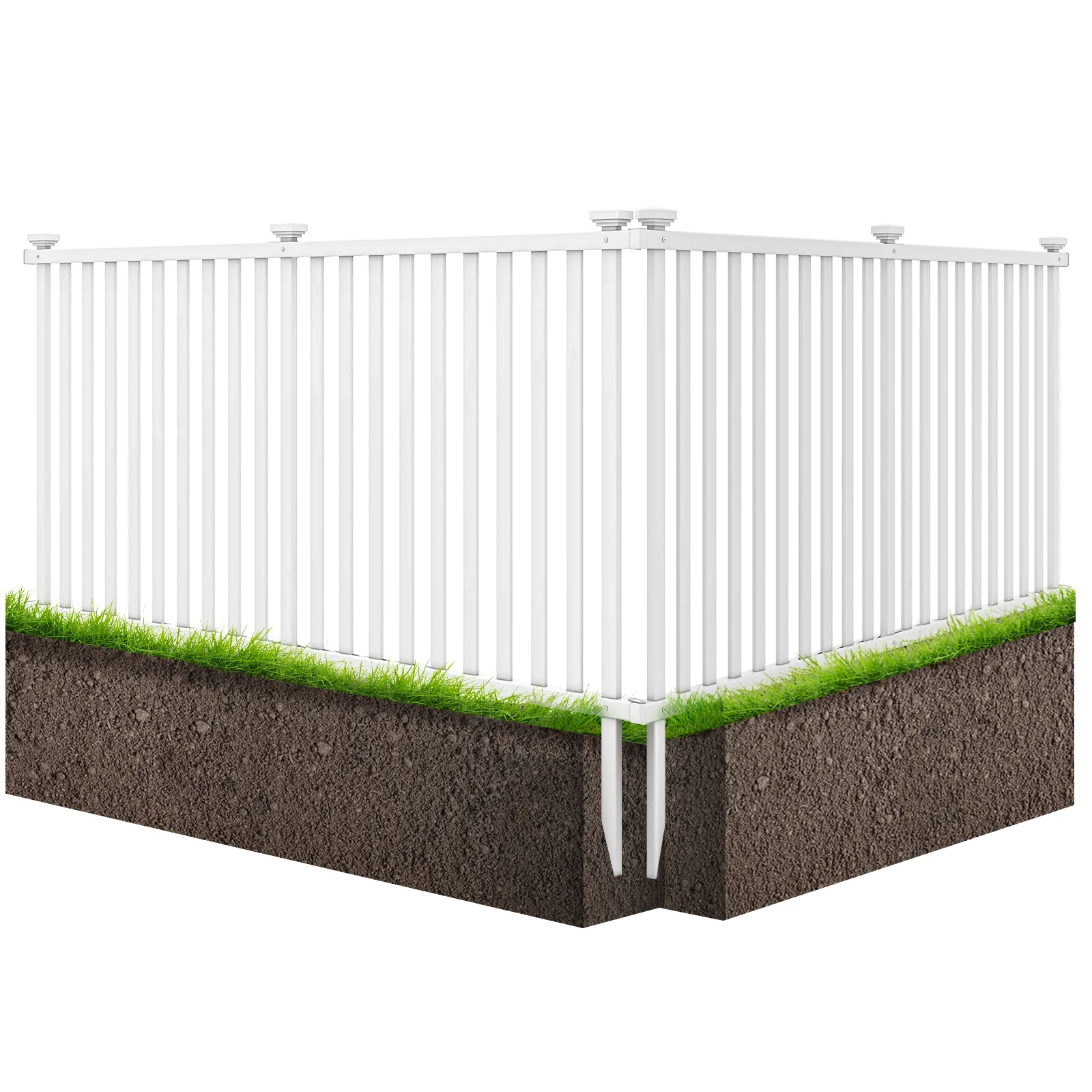 2 Piece 80 x 51 Inch Vinyl Picket Fence, Garden Fence, White - Image 5