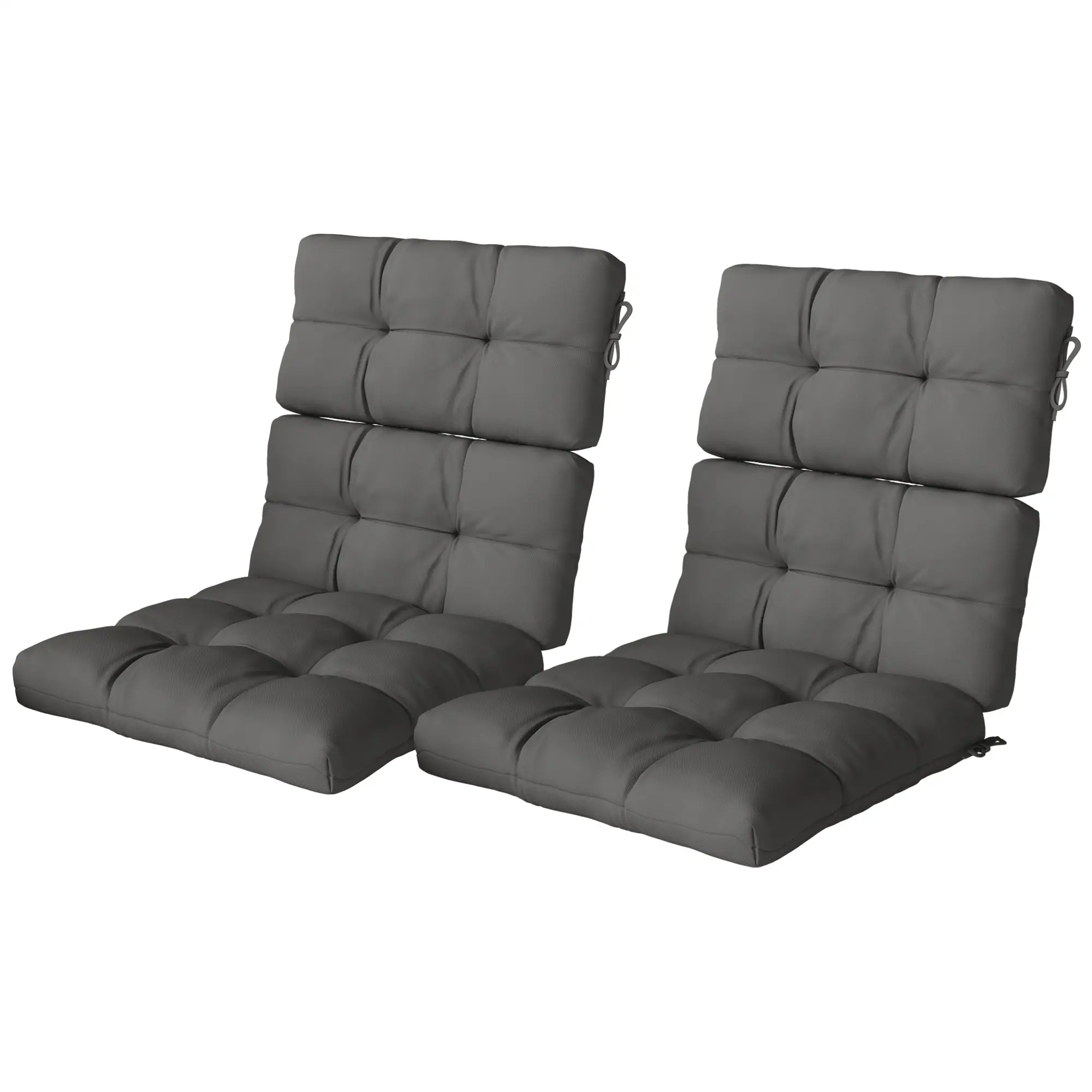 2-Piece Back Seat Cushion, Outdoor Patio Chair Set, Dark Grey