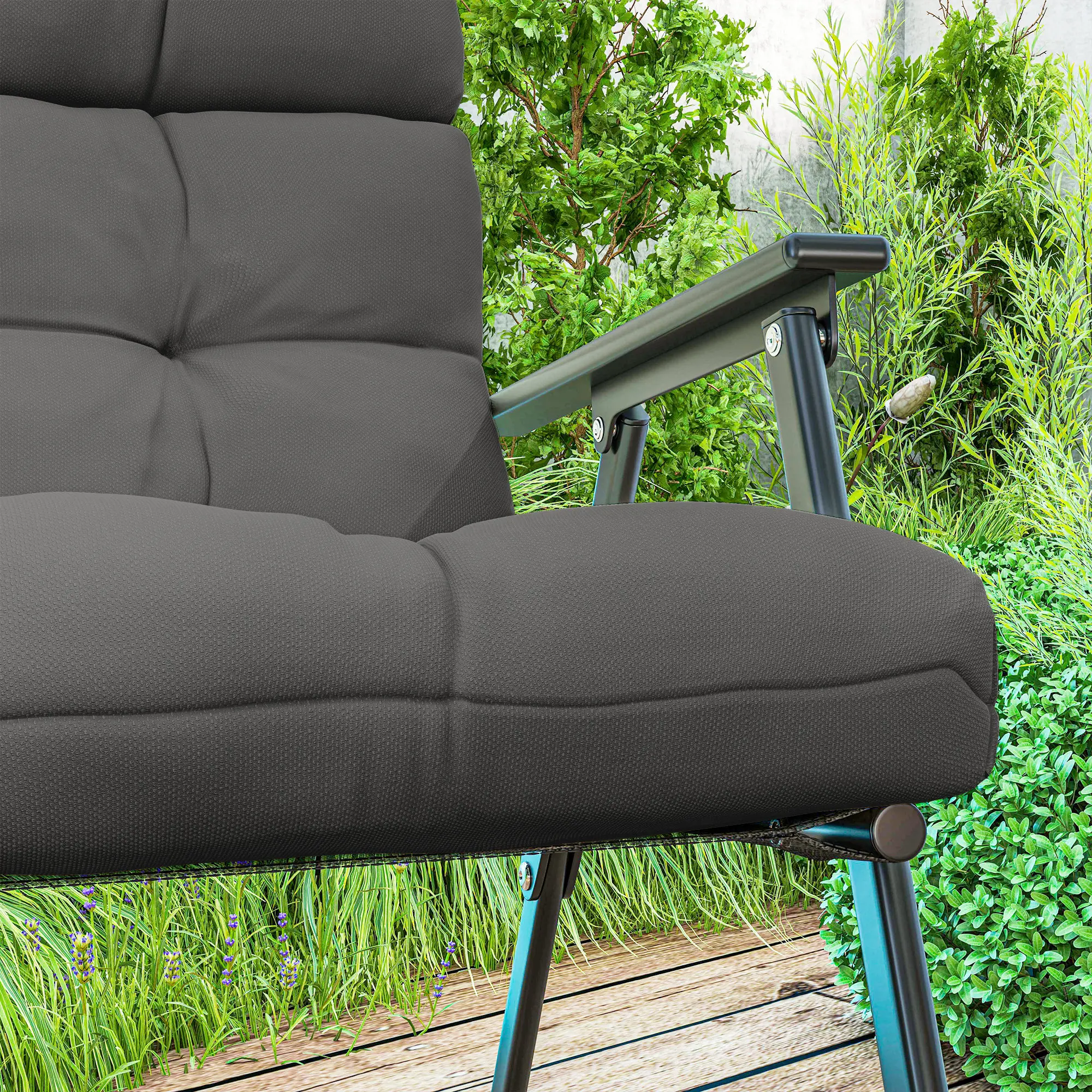 2-Piece Back Seat Cushion, Outdoor Patio Chair Set, Dark Grey - Image 10