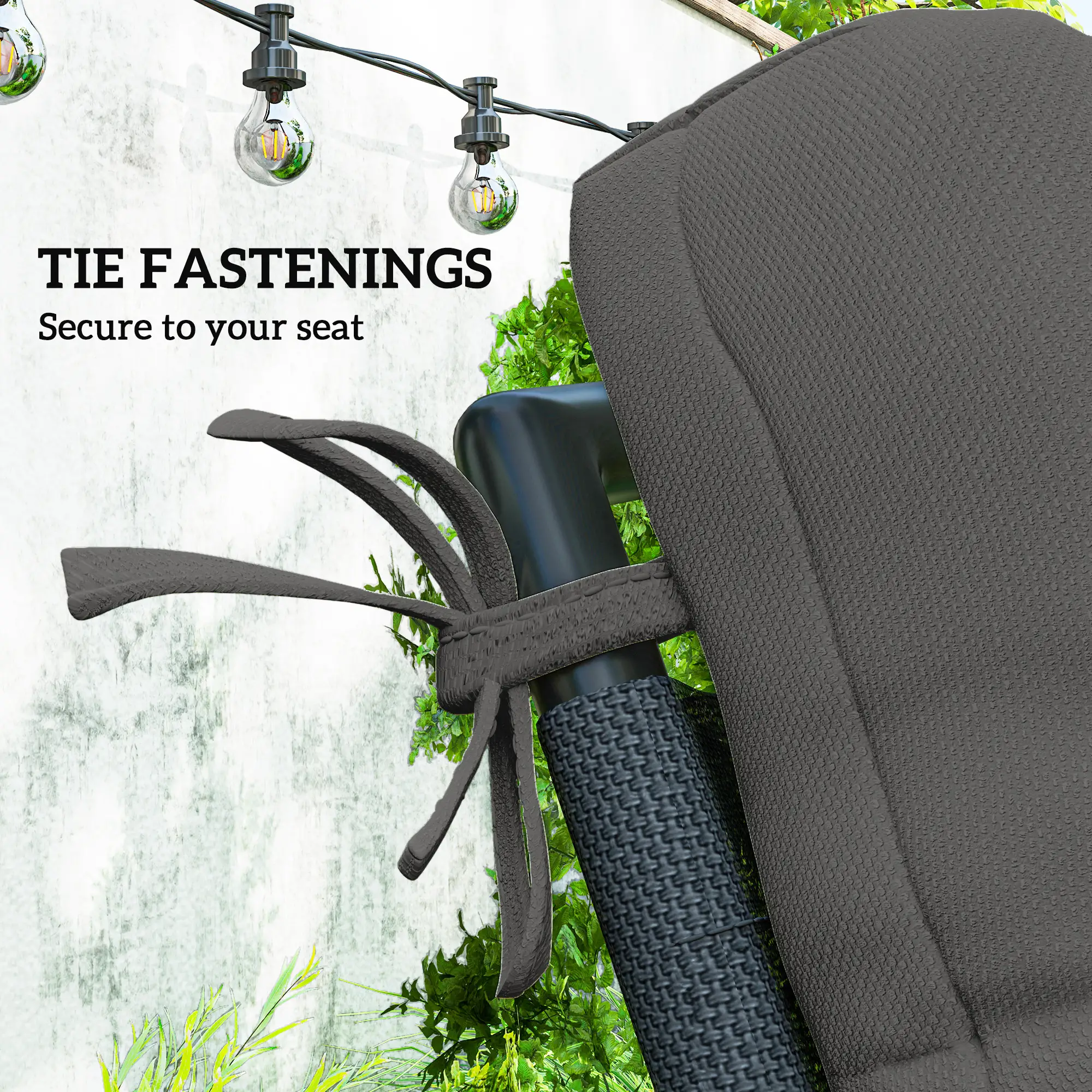 2-Piece Back Seat Cushion, Outdoor Patio Chair Set, Dark Grey - Image 5