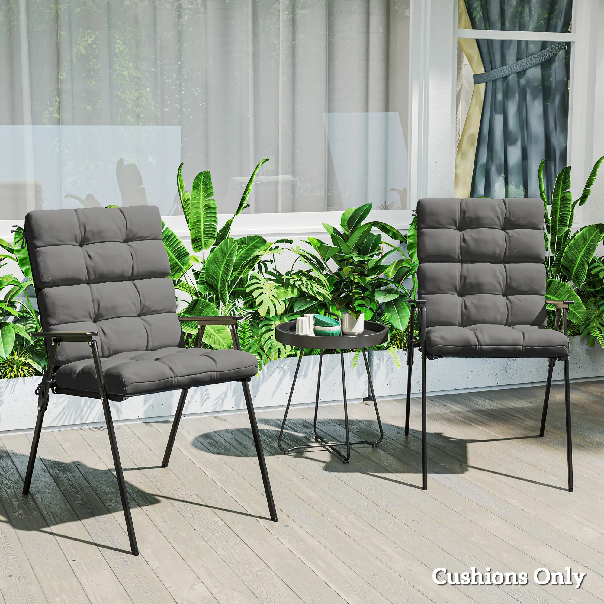 2-Piece Back Seat Cushion, Outdoor Patio Chair Set, Dark Grey - Image 9