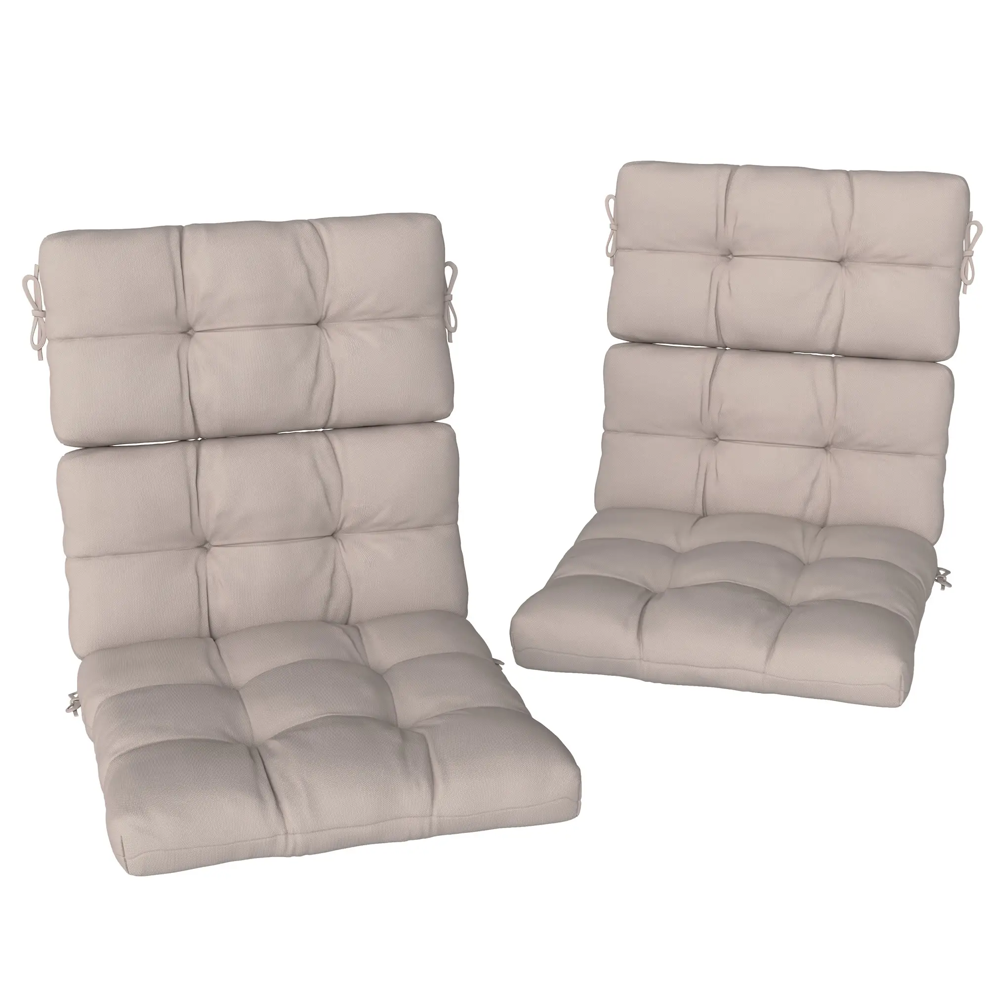 2-Piece Back Seat Cushion Set, Outdoor Patio Chair, Button Tufted, Beige - Image 11