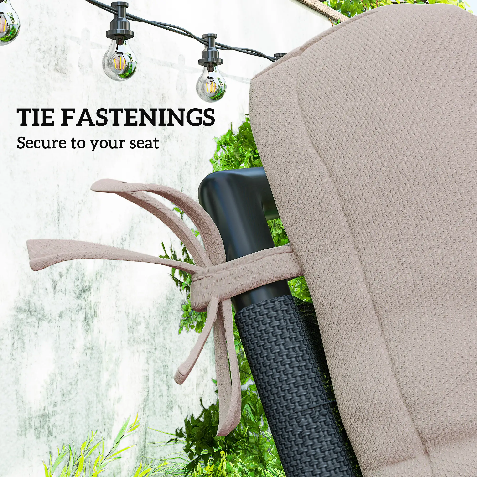 2-Piece Back Seat Cushion Set, Outdoor Patio Chair, Button Tufted, Beige - Image 5