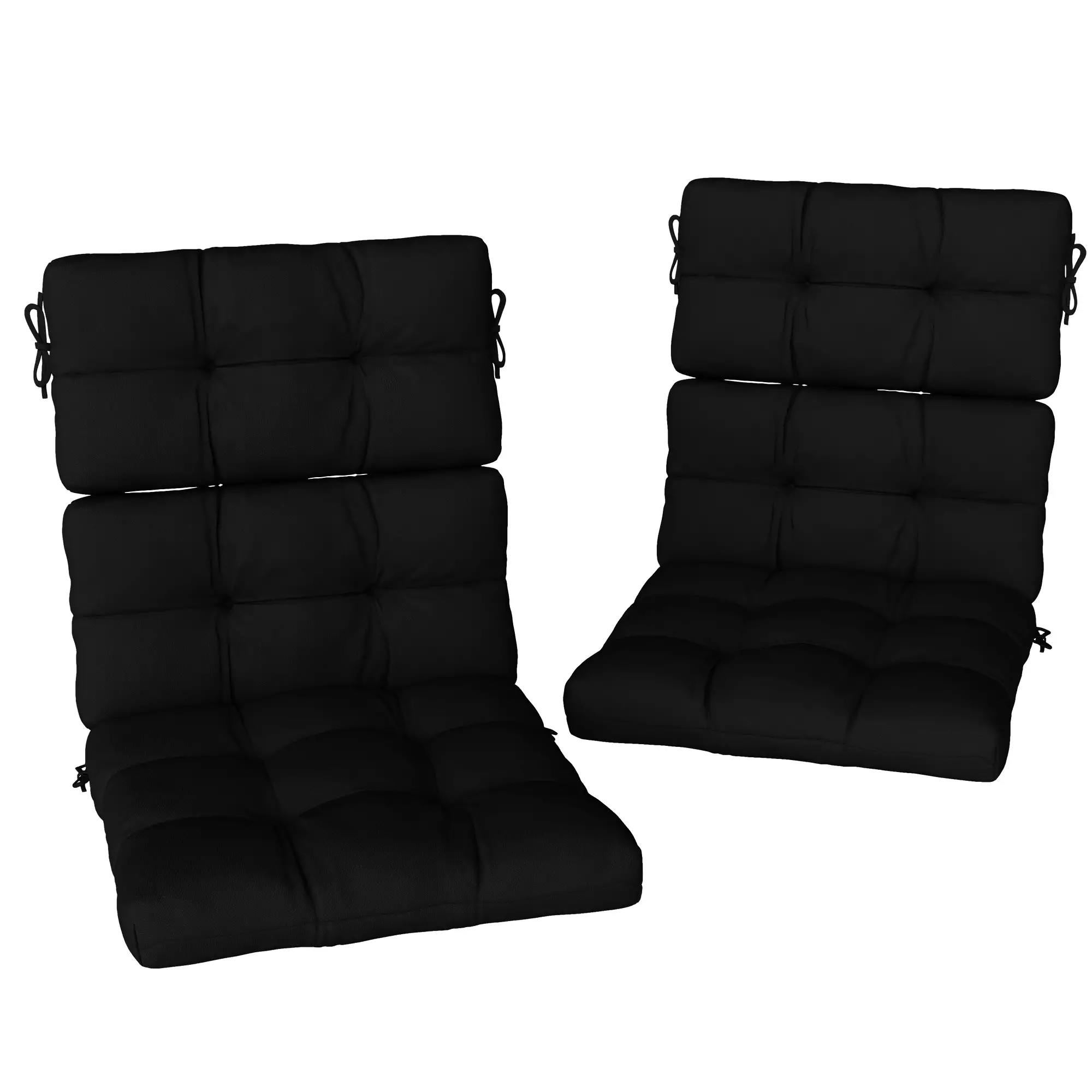 2-Piece Back Seat Cushion Set, Outdoor Patio Chair, Button Tufted, Black - Image 11