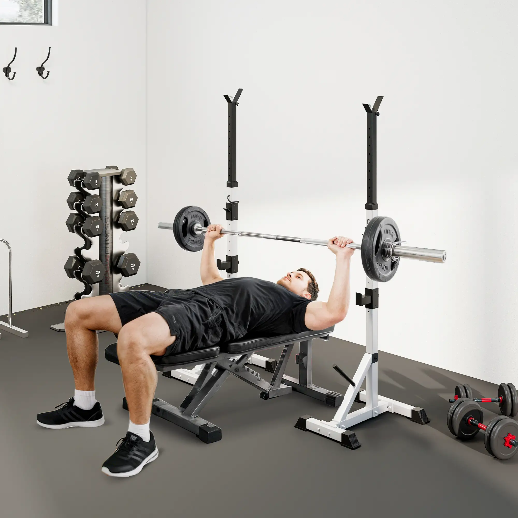2-Piece Barbell Rack, 53.5"-69.3" Adjustable, 440LBS Capacity - Image 10