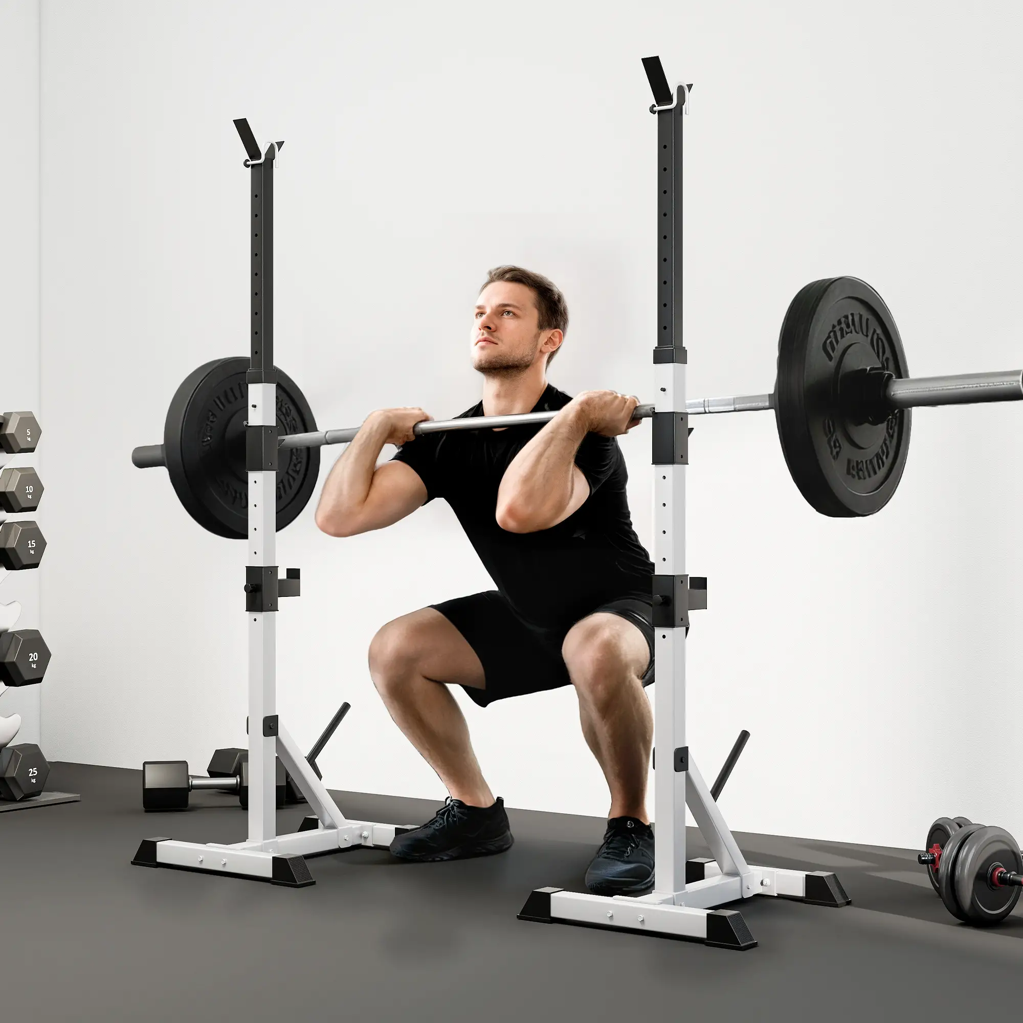 2-Piece Barbell Rack, 53.5"-69.3" Adjustable, 440LBS Capacity - Image 2