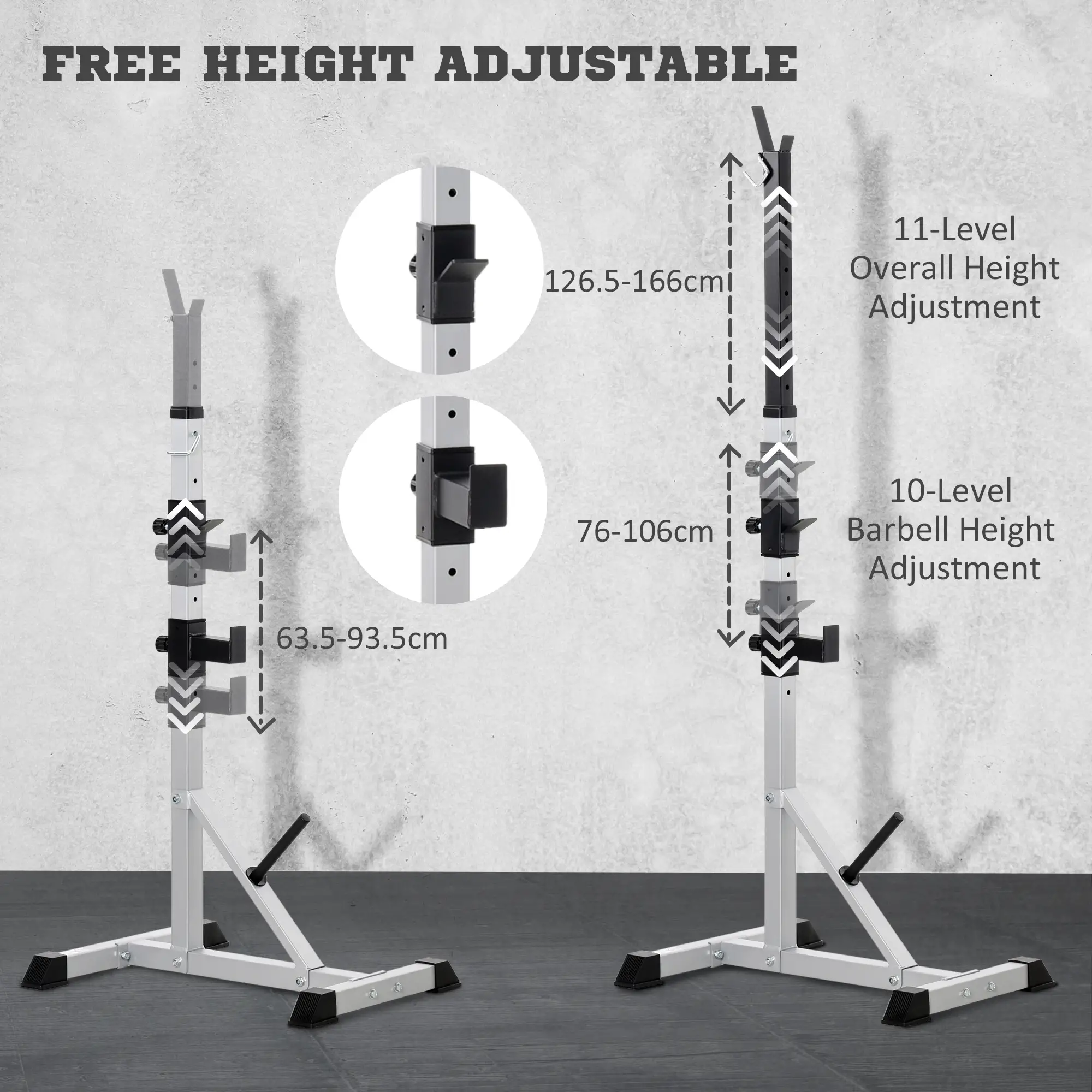 2-Piece Barbell Rack, 53.5"-69.3" Adjustable, 440LBS Capacity - Image 5