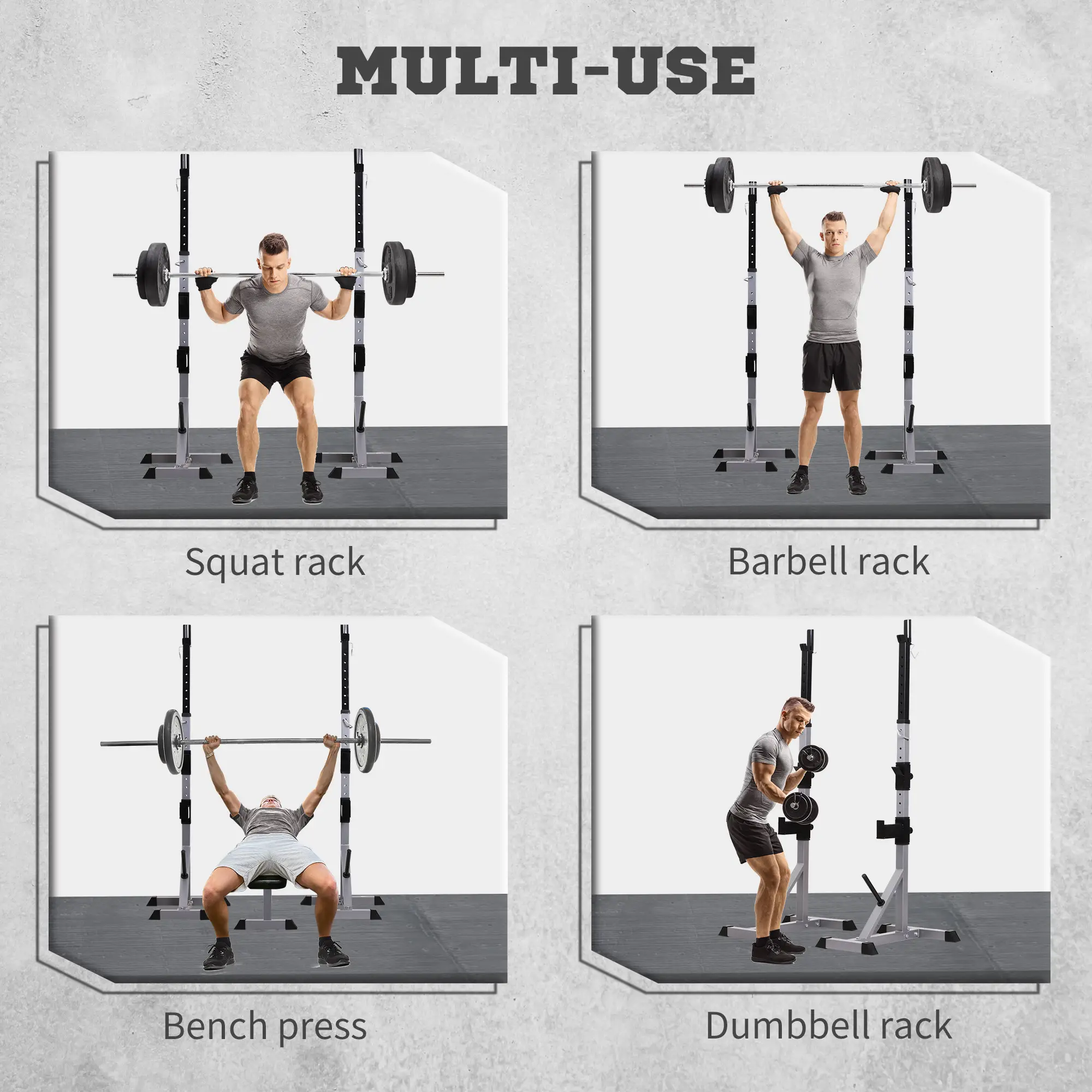 2-Piece Barbell Rack, 53.5"-69.3" Adjustable, 440LBS Capacity - Image 7