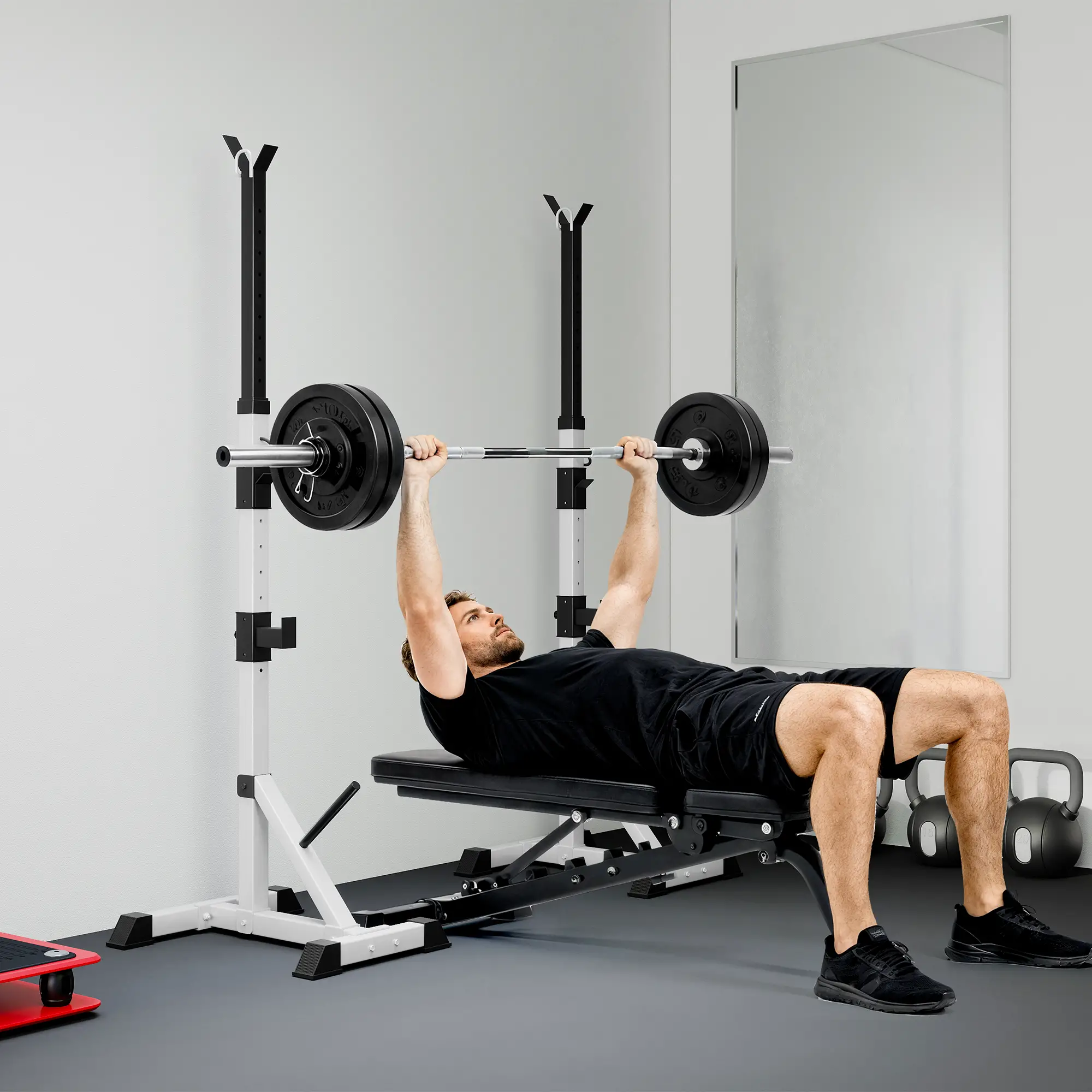 2-Piece Barbell Rack, 53.5"-69.3" Adjustable, 440LBS Capacity - Image 8