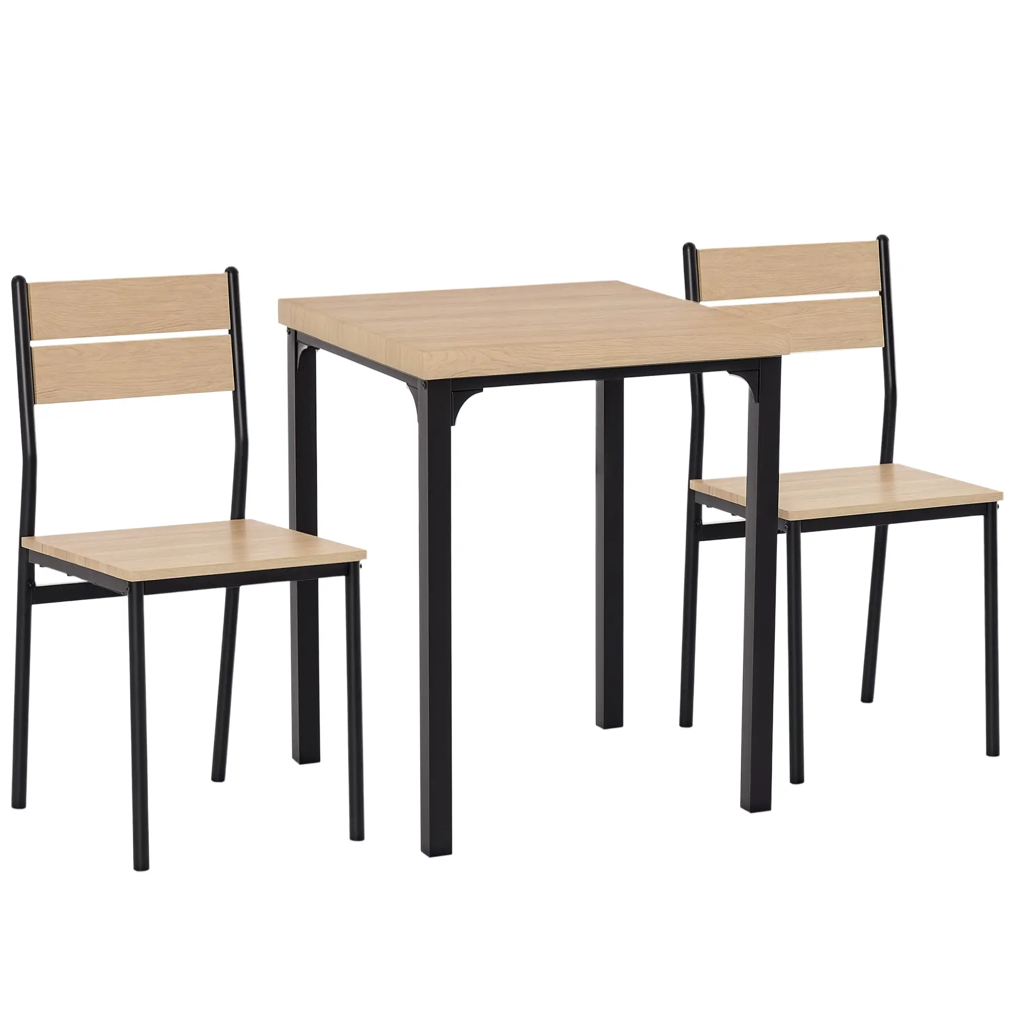 2-Piece Dining Table Set, Natural Wood, Metal Legs