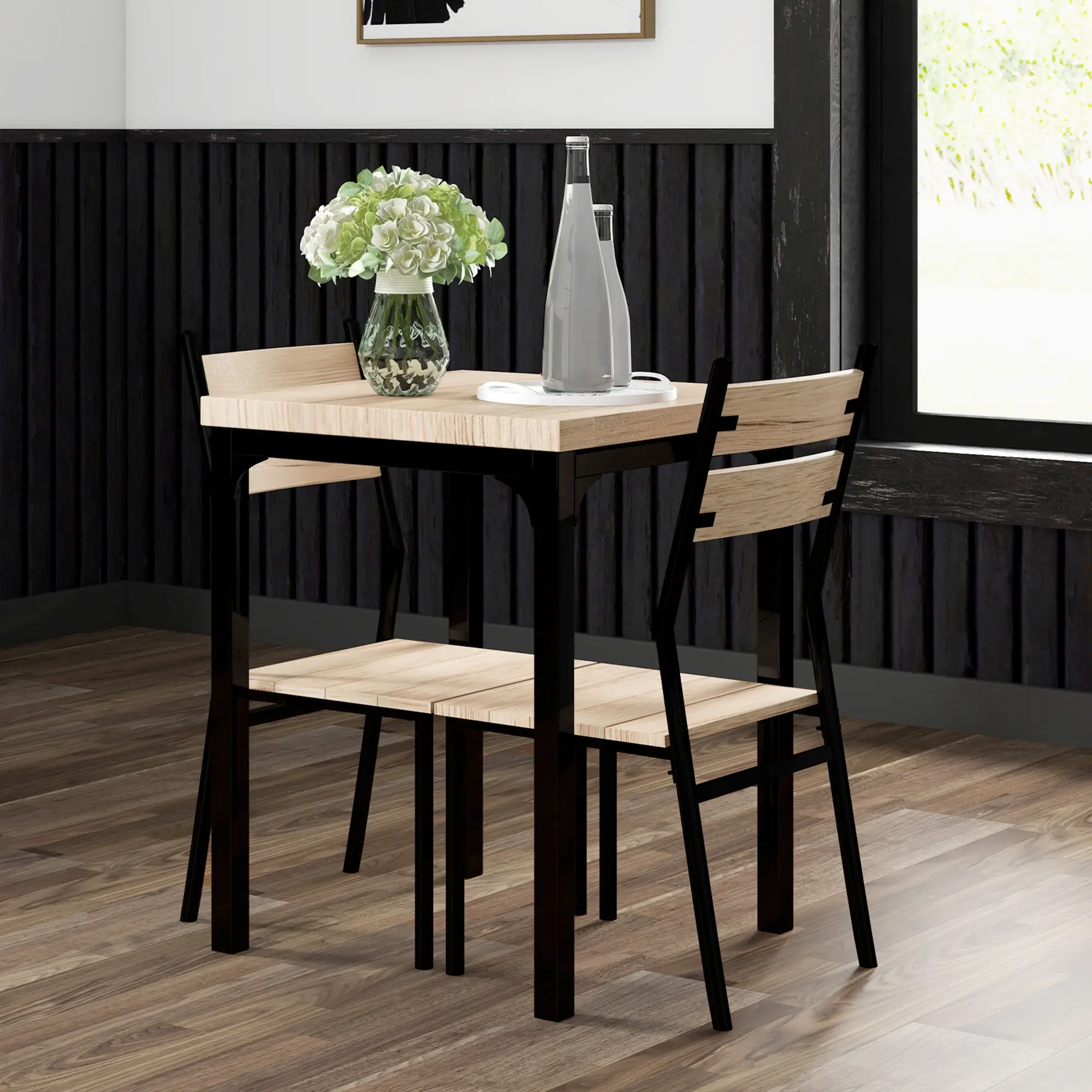 2-Piece Dining Table Set, Natural Wood, Metal Legs - Image 13