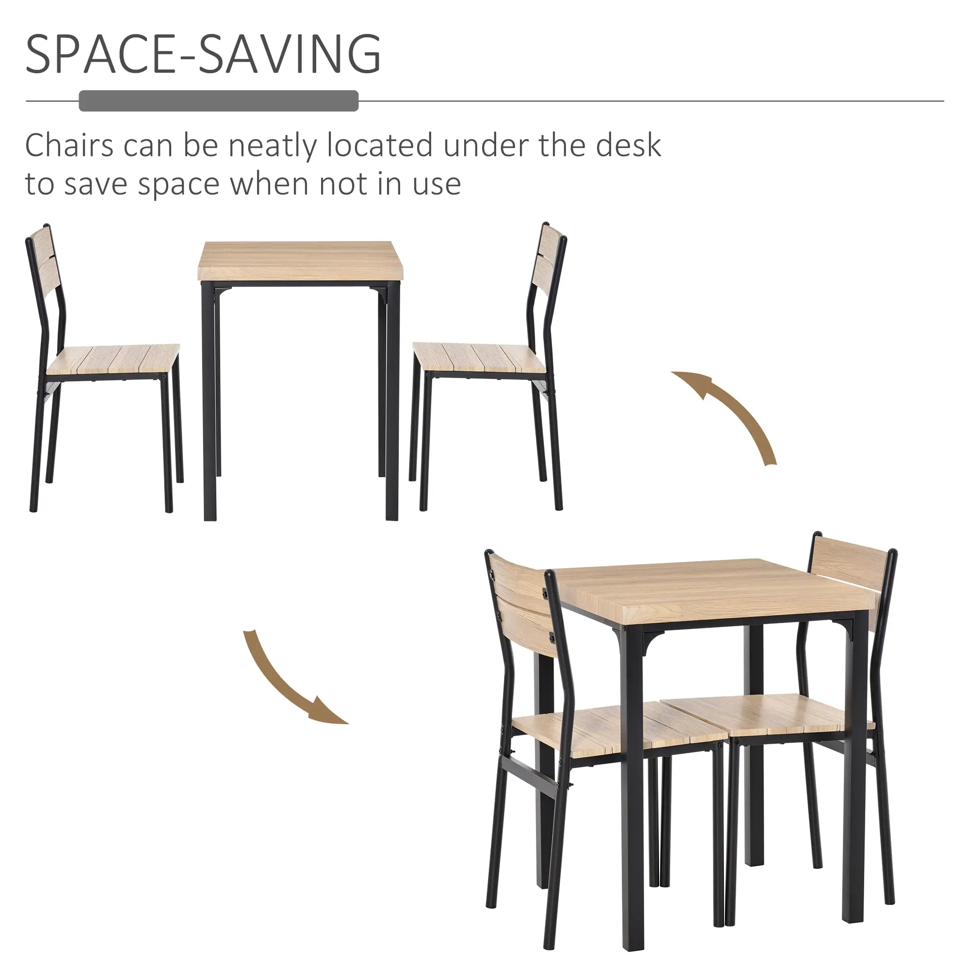 2-Piece Dining Table Set, Natural Wood, Metal Legs - Image 5