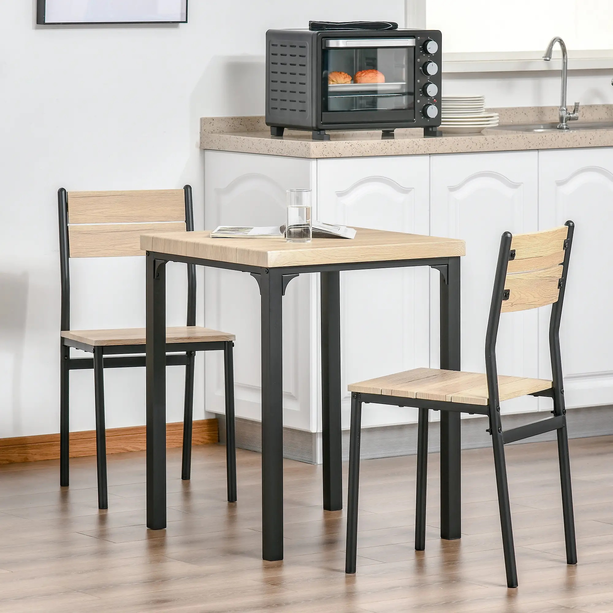 2-Piece Dining Table Set, Natural Wood, Metal Legs - Image 8