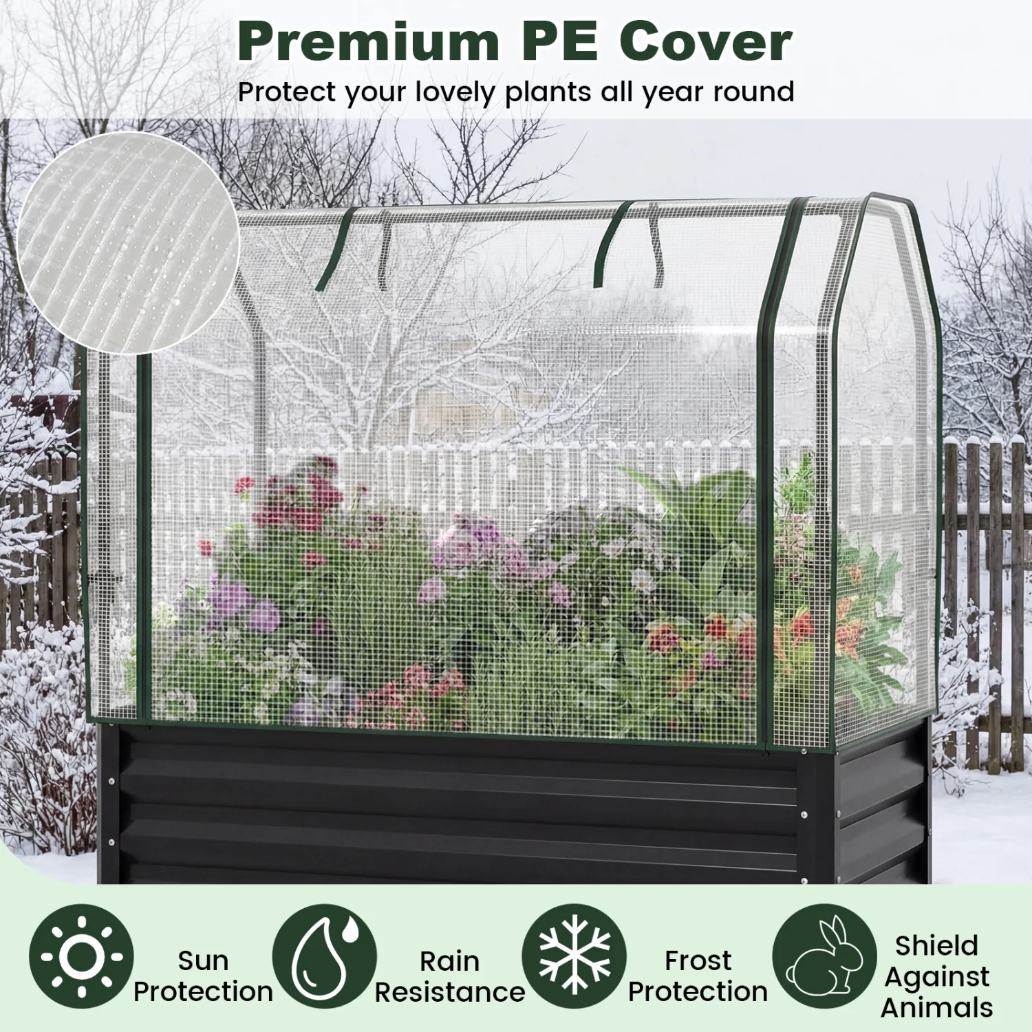 2-Piece Galvanized Raised Garden Bed with Legs, Black - Image 8