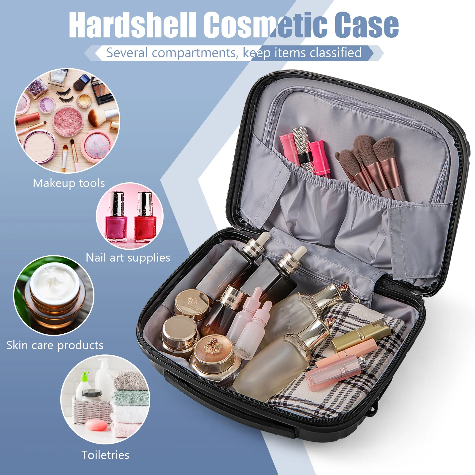 2-Piece Luggage Set, 20 Inch Carry-On, 14 Inch Cosmetic Case, Black - Image 8