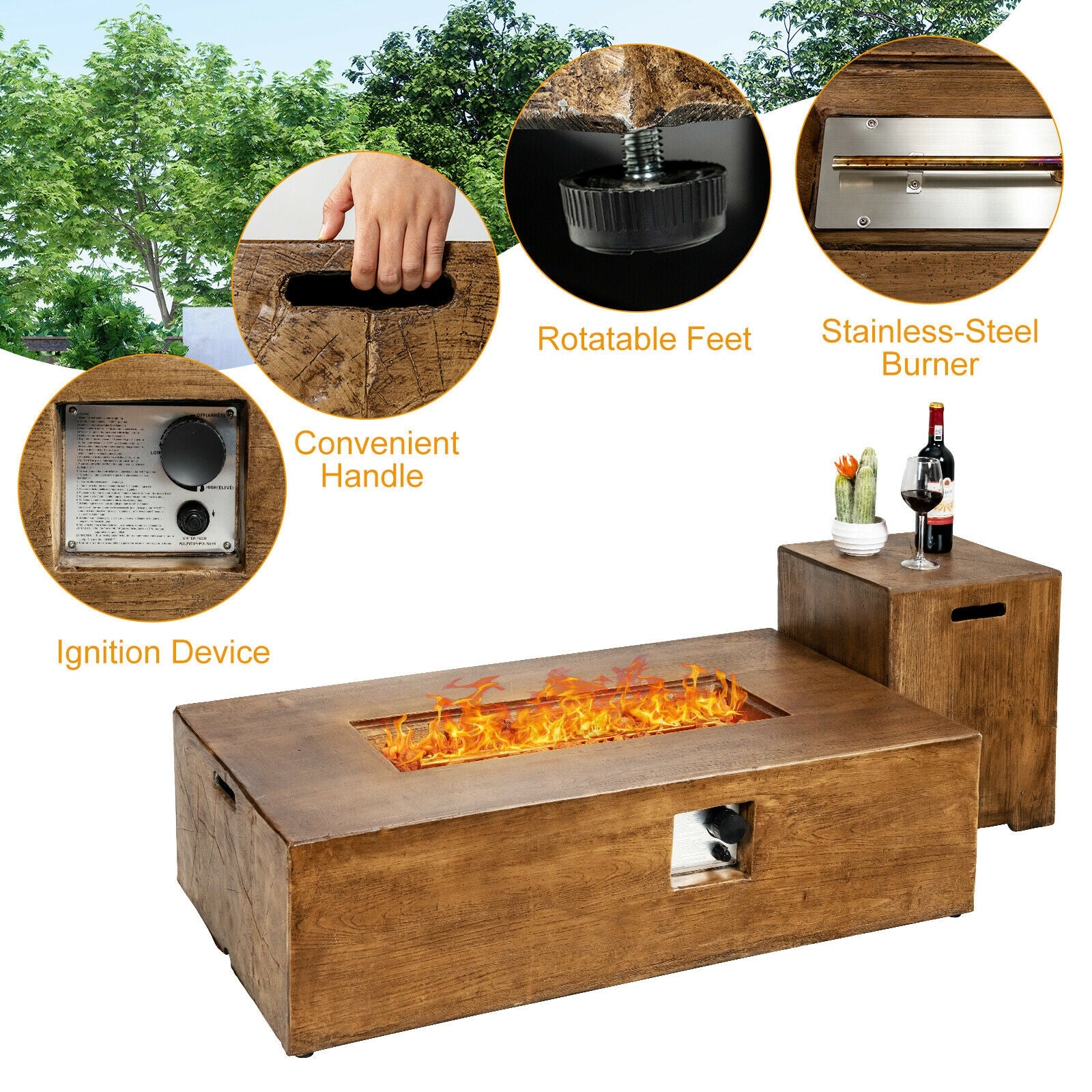 2 Piece Outdoor Propane Fire Pit Table Set - Image 6