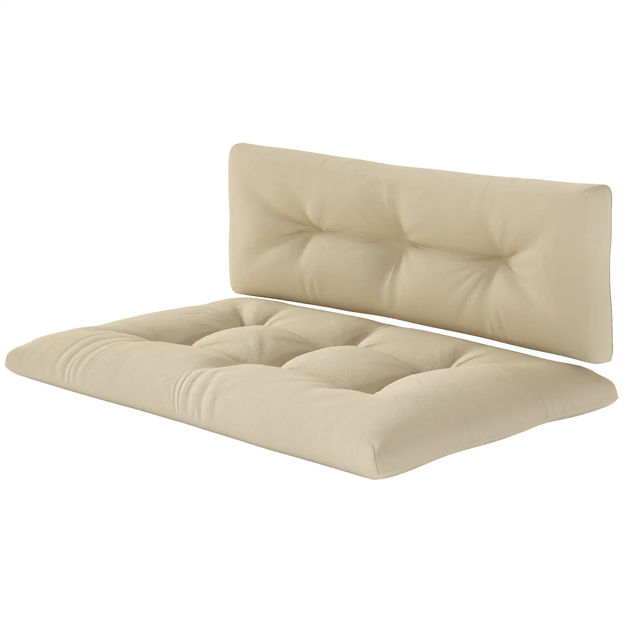 2-Piece Pallet Cushion Set, 3.9" Thick, Outdoor, Tufted, Beige