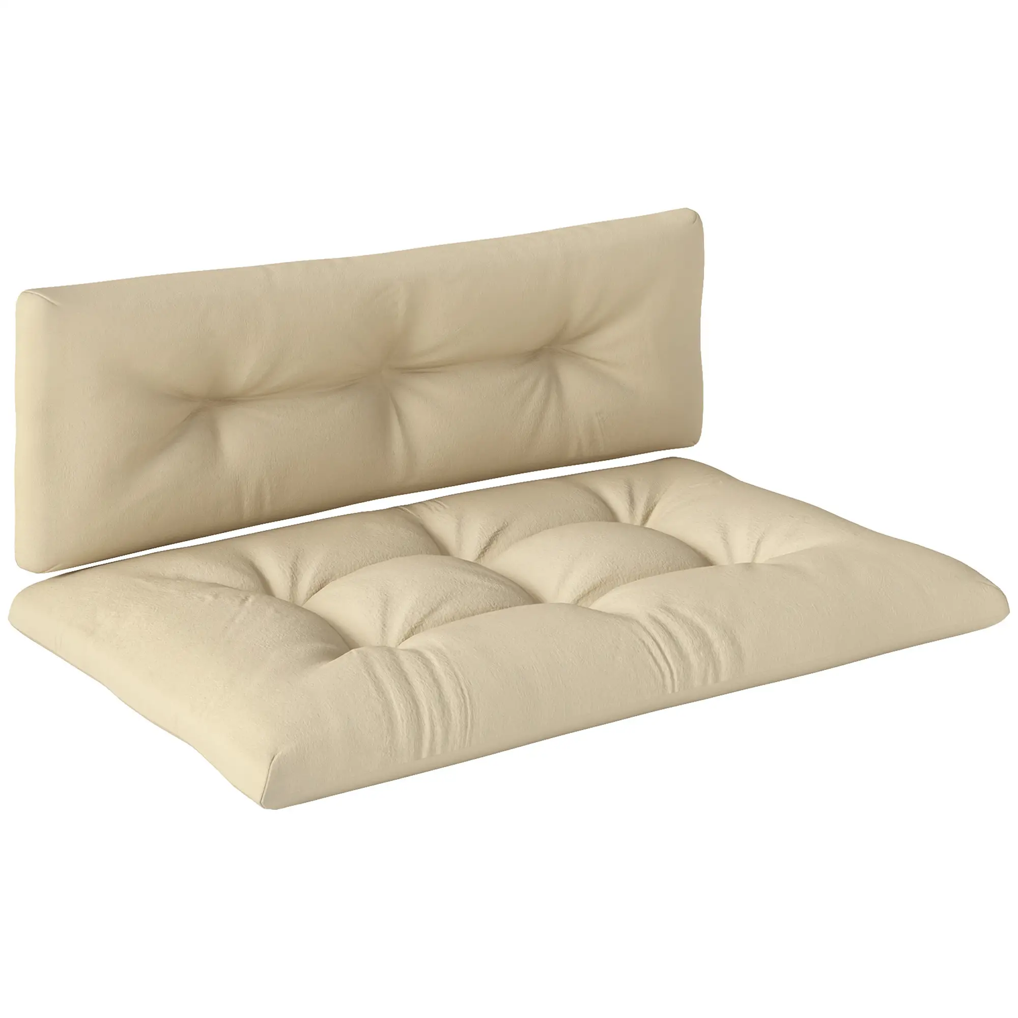 2-Piece Pallet Cushion Set, 3.9" Thick, Outdoor, Tufted, Beige - Image 11