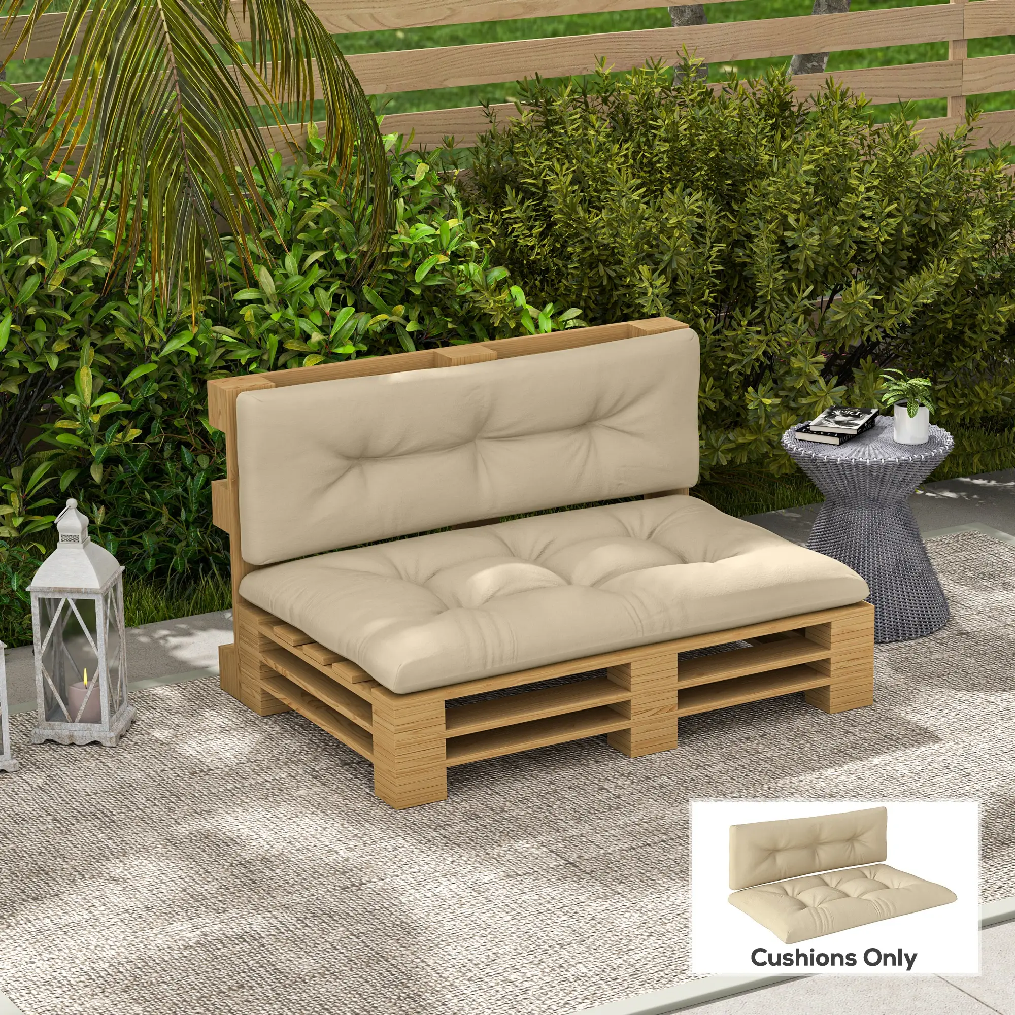 2-Piece Pallet Cushion Set, 3.9" Thick, Outdoor, Tufted, Beige - Image 8