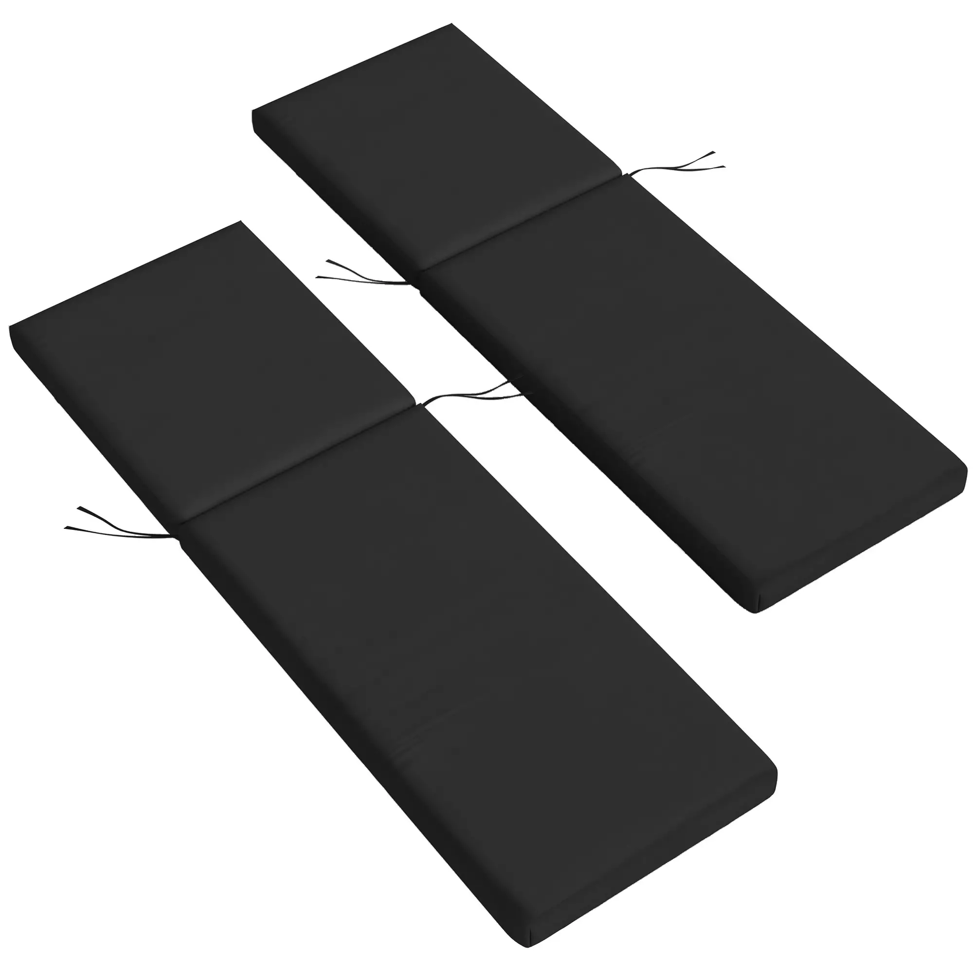 2-Piece Patio Chair Cushions, With Ties, Indoor Outdoor, Black - Image 11