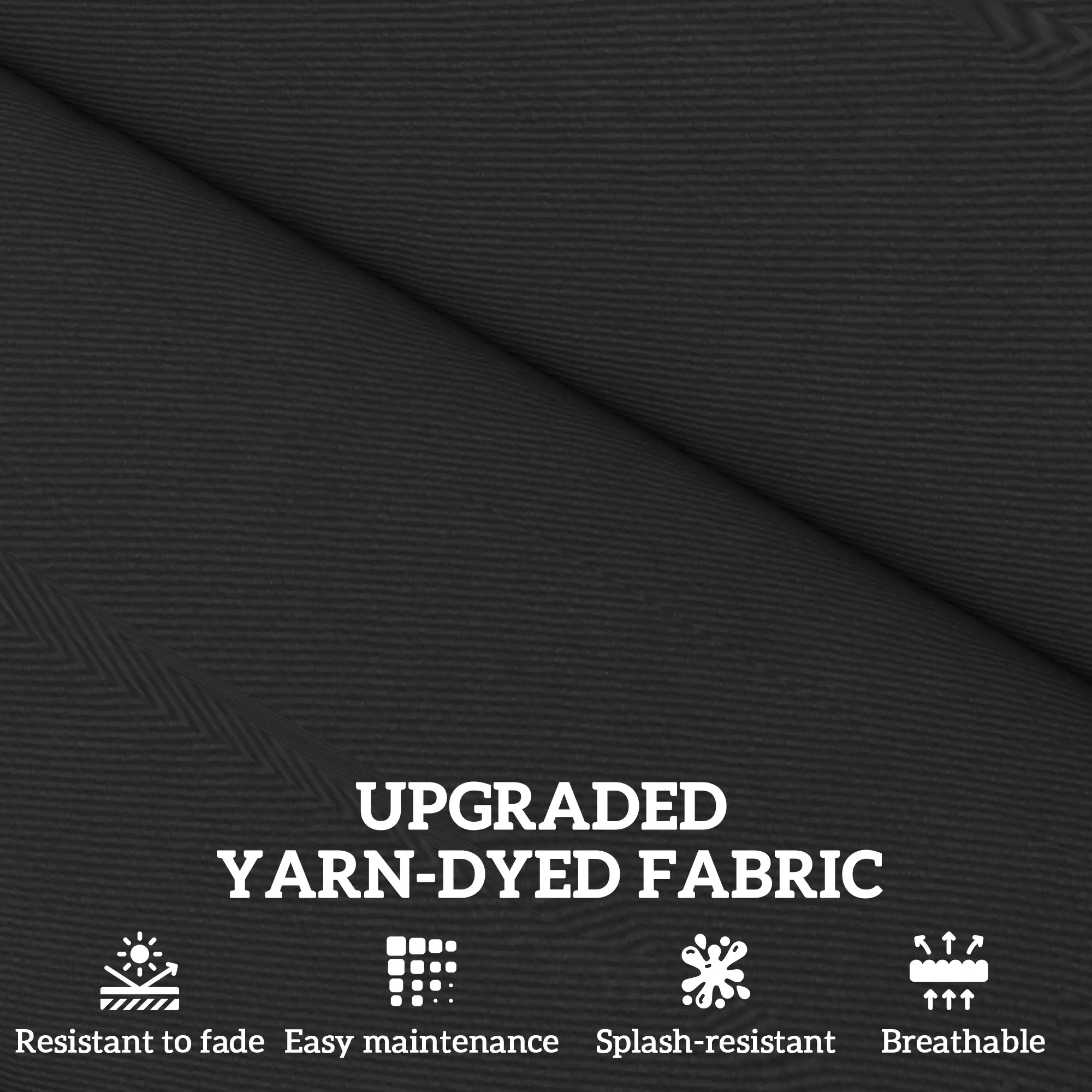 2-Piece Patio Chair Cushions, With Ties, Indoor Outdoor, Black - Image 4