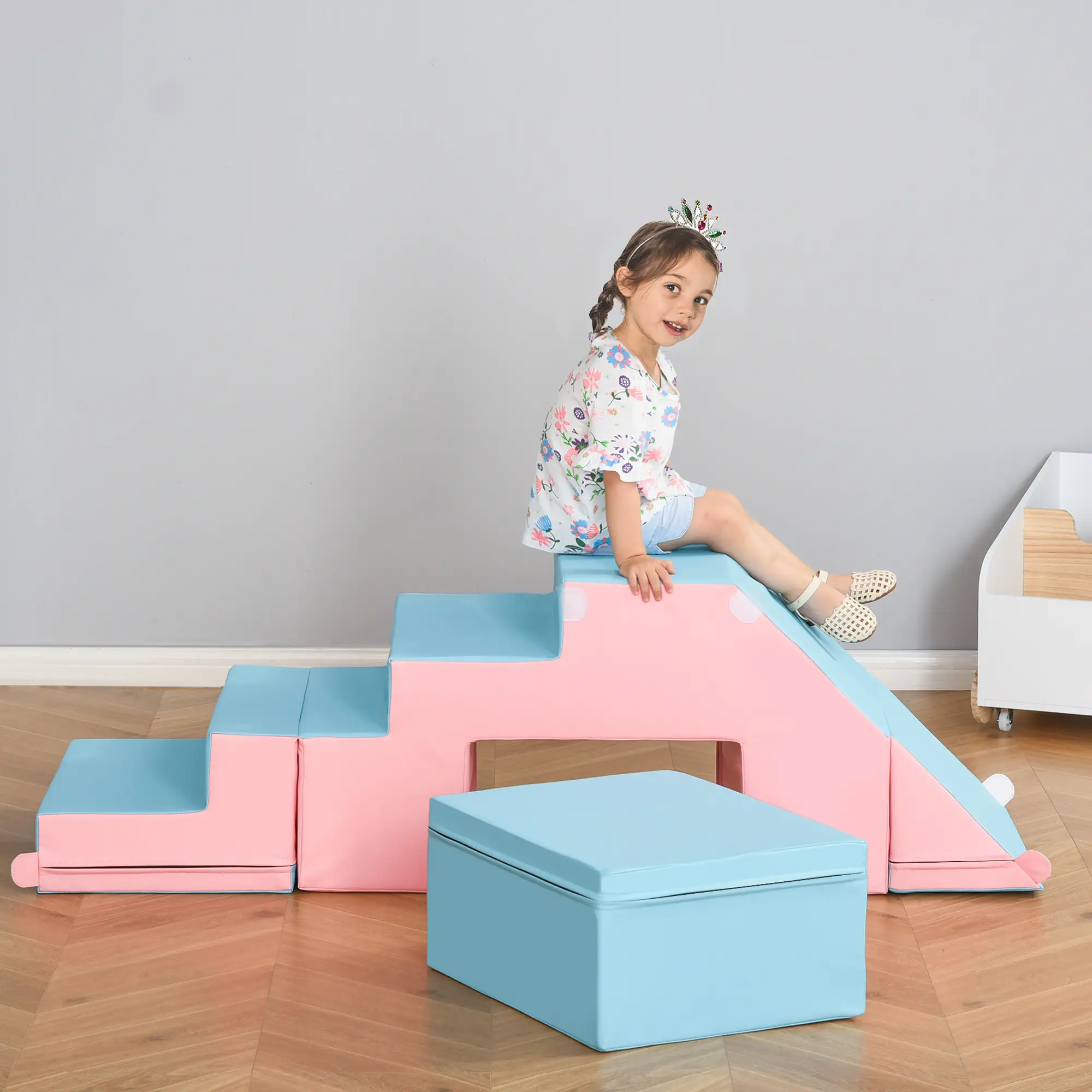 2-Piece Soft Play Kids Foam Set, for Crawl and Climb, Light Blue - Image 9