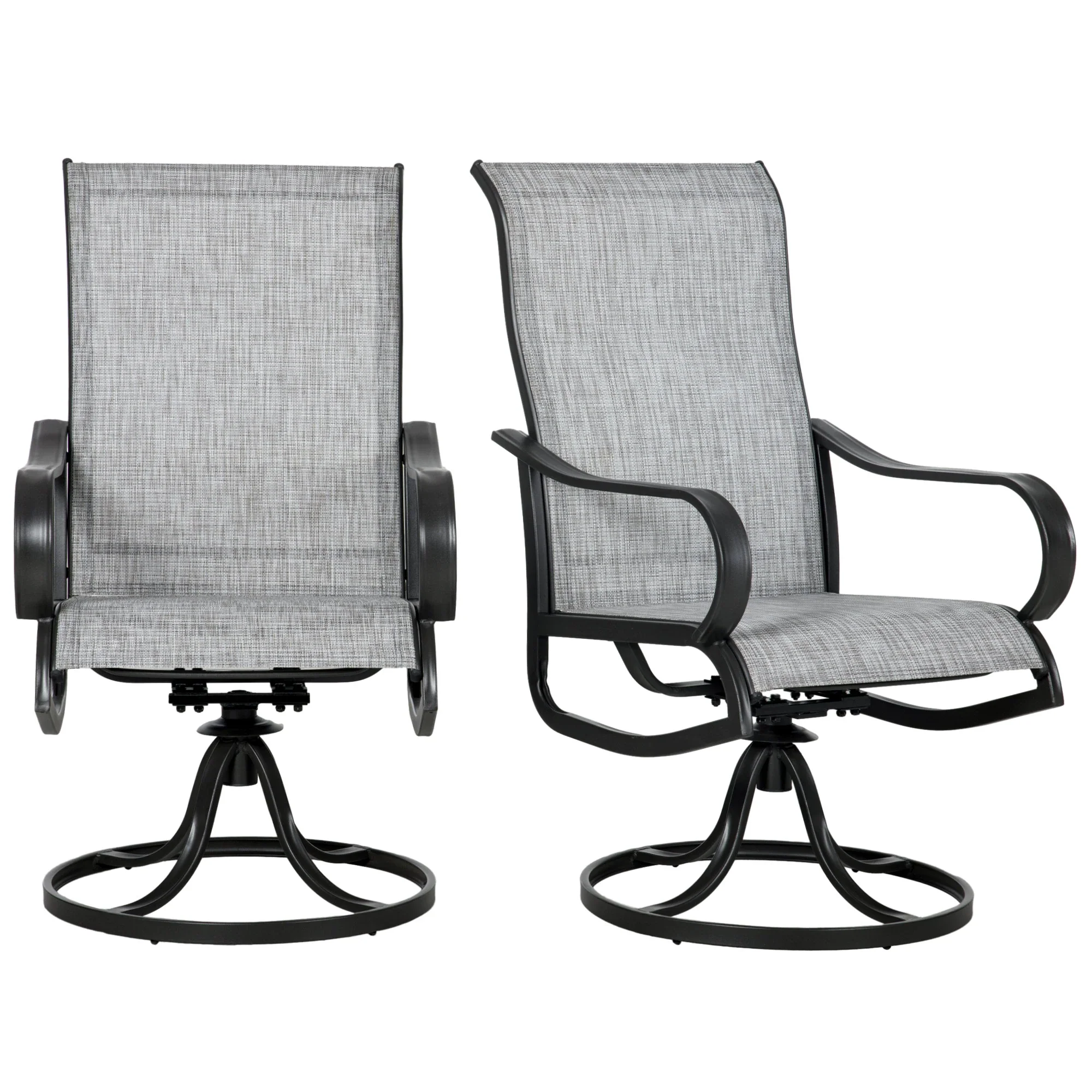 2-Piece Swivel Patio Dining Chairs, 360° Swivel, Breathable Mesh Seat, Dark Grey