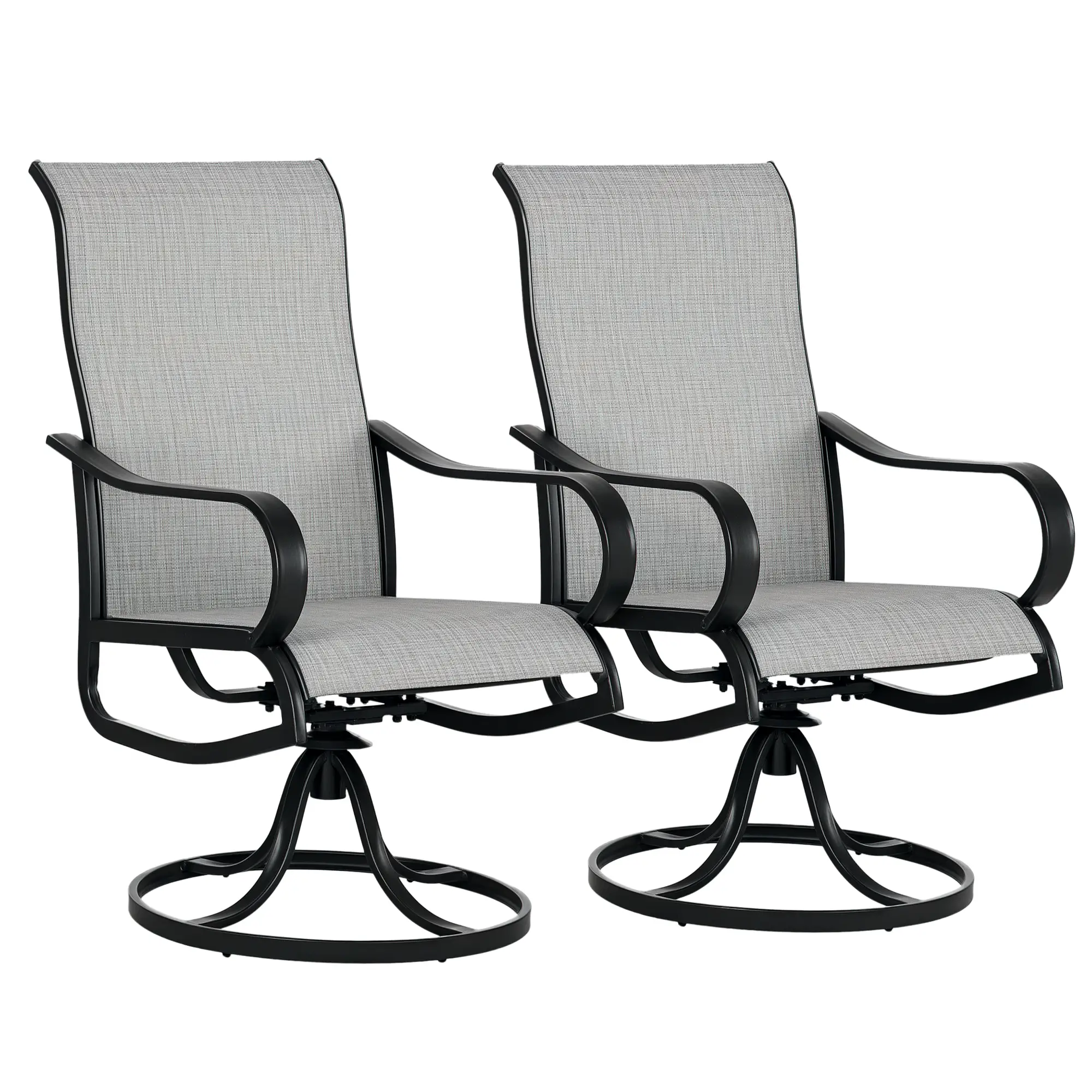 2-Piece Swivel Patio Dining Chairs, 360° Swivel, Breathable Mesh Seat, Dark Grey - Image 11