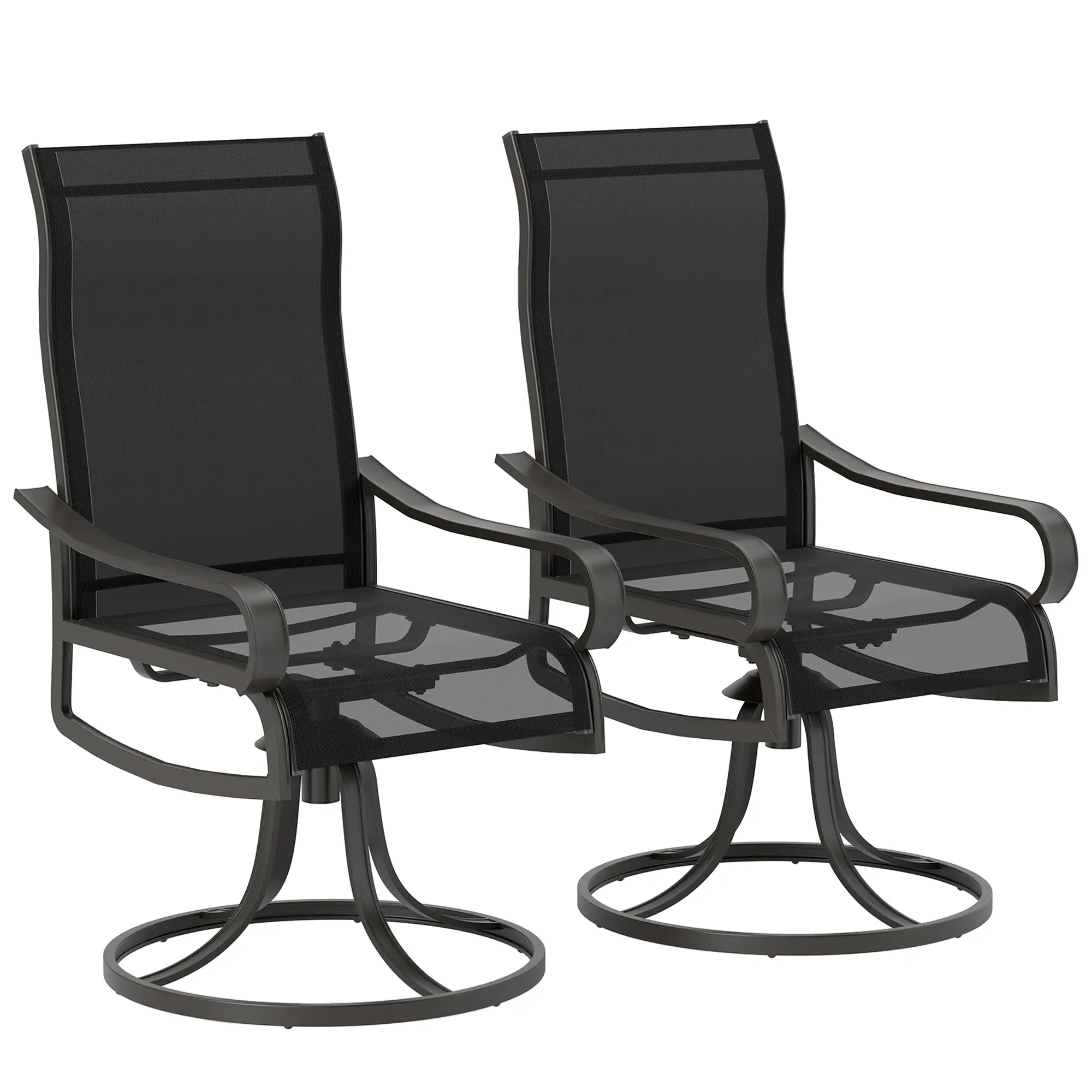 2-Piece Swivel Patio Dining Chairs, 360° Swivel Rocking, Black - Image 11