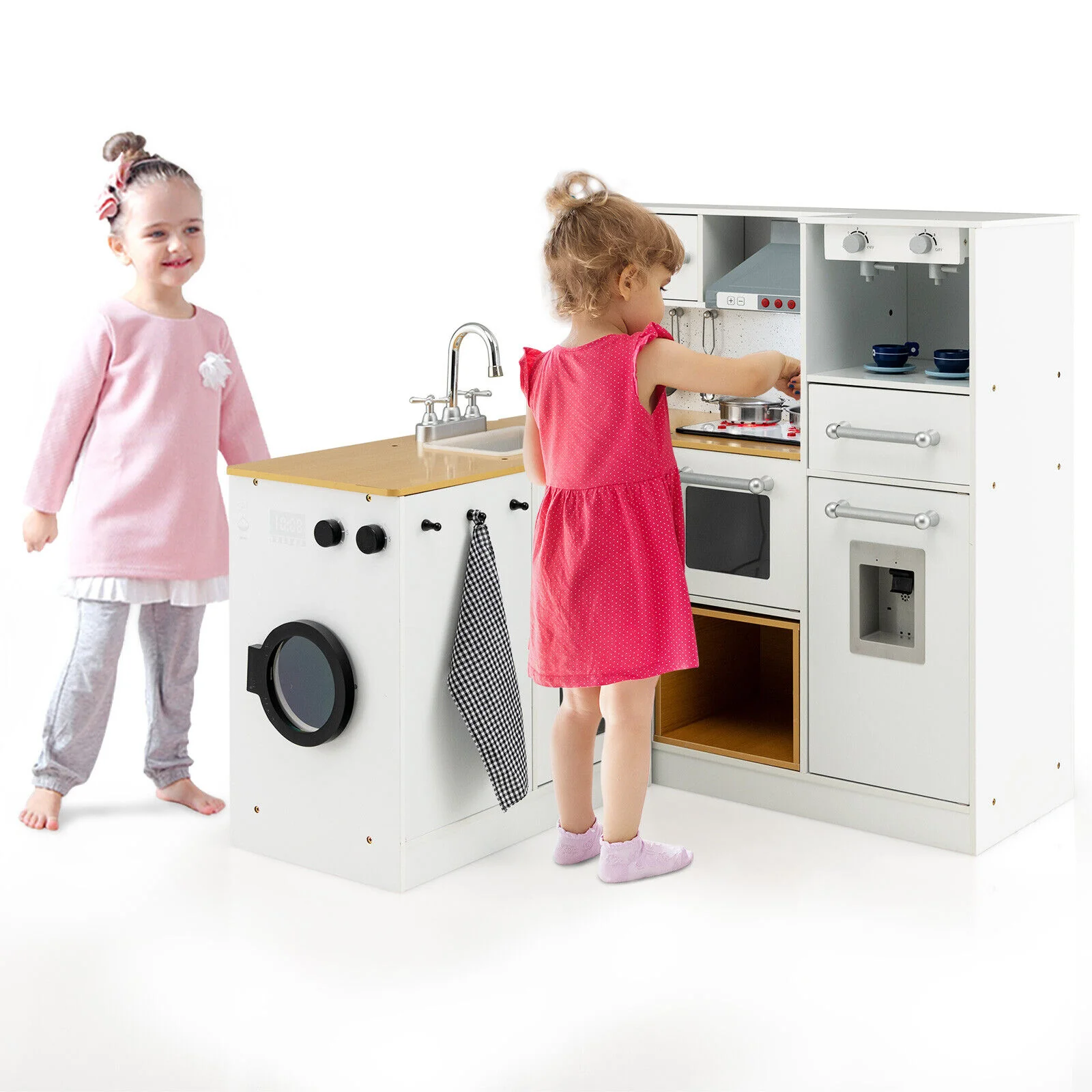 2-Piece Wooden Kids Kitchen Playset, Light And Sound, Multicolor - Image 5